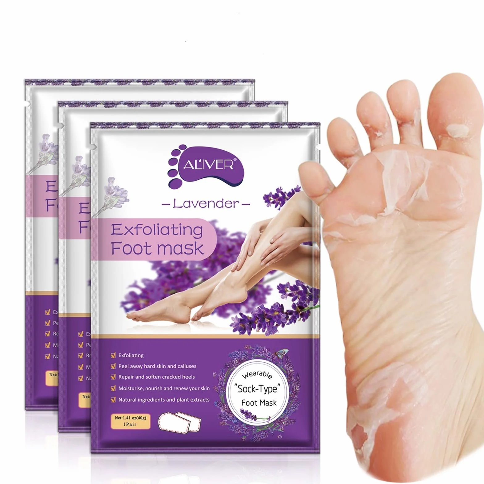 Sefudun - Esfoliante E Idratante Maschera Peeling Piedi, 3 Pacchetto, 40 g