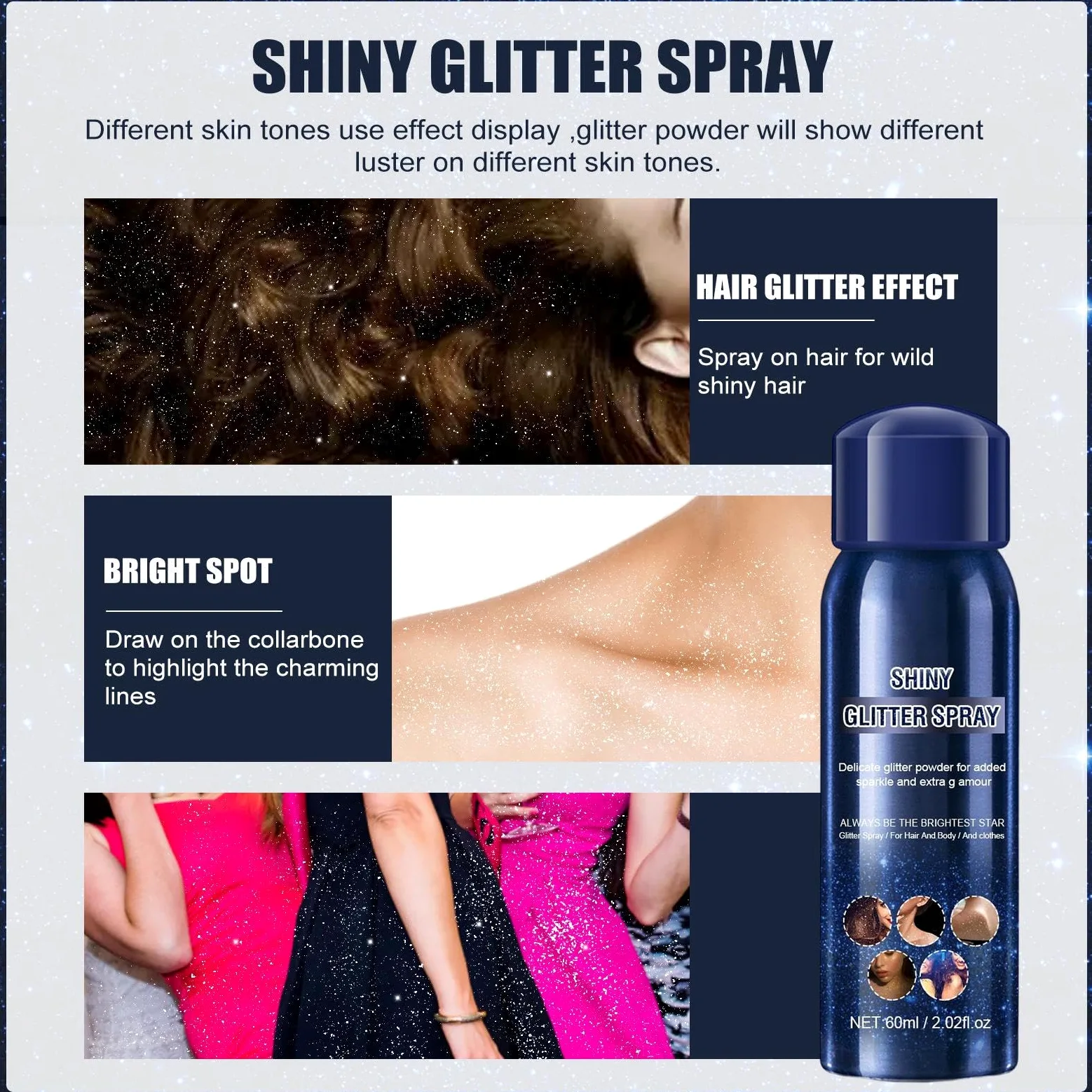 Set di 10 spray glitter per capelli, non unge, a lunga durata, per vestiti da festa di Halloween