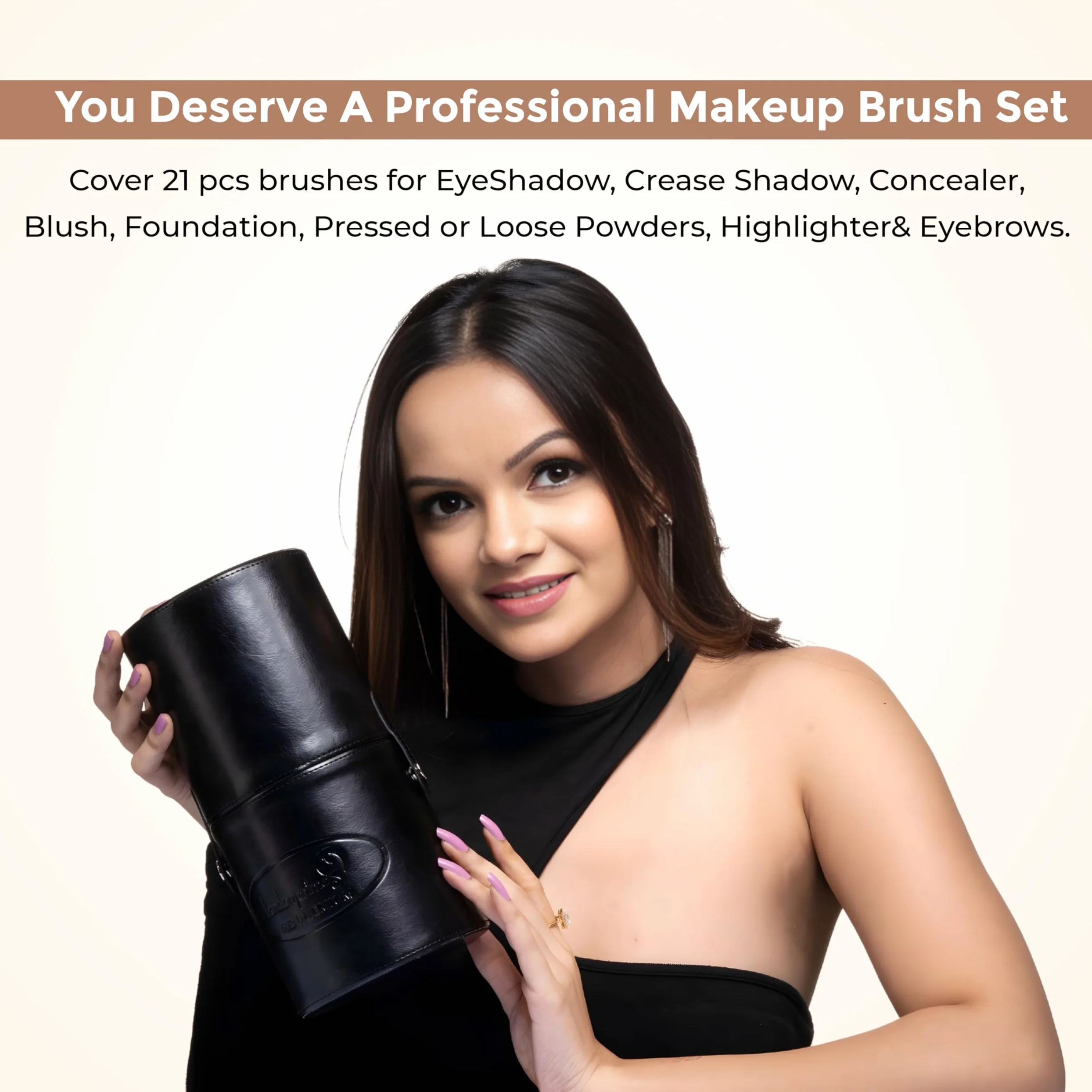 London Prime Professional - Set di 21 pennelli da trucco, kit completo per viso, occhi, fondotinta, fard, correttore, cipria, illuminante, sfumatura e trucco degli occhi, setole sintetiche di alta