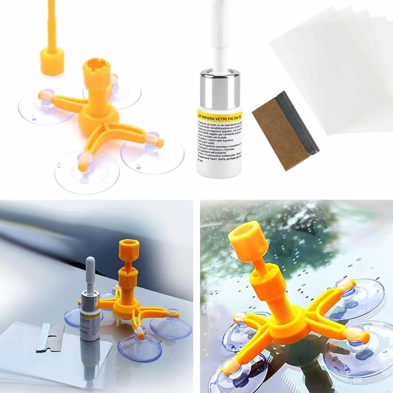 Kit Riparazione Parabrezza Auto, Ripara Vetro, Crepe Vetro