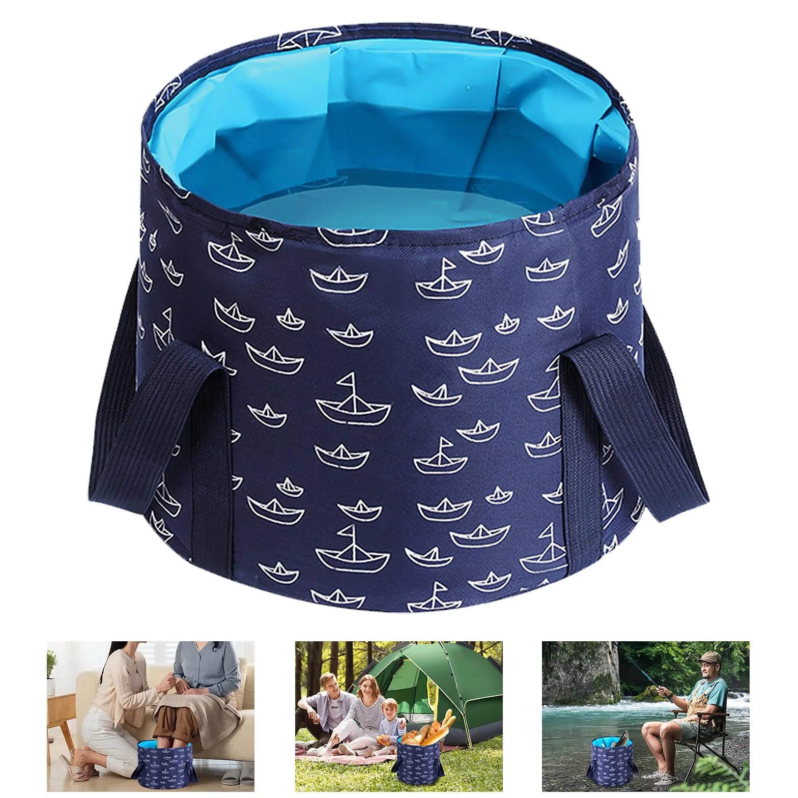 Flintronic Secchio Pieghevole per Piedi Ammollo 25 L, Bacino Portatile per Pediluvio, Secchio Pediluvio da Viaggio in Tessuto Oxford Impermeabile, per Viaggi, Pesca, Lavaggio Auto, Pediluvio