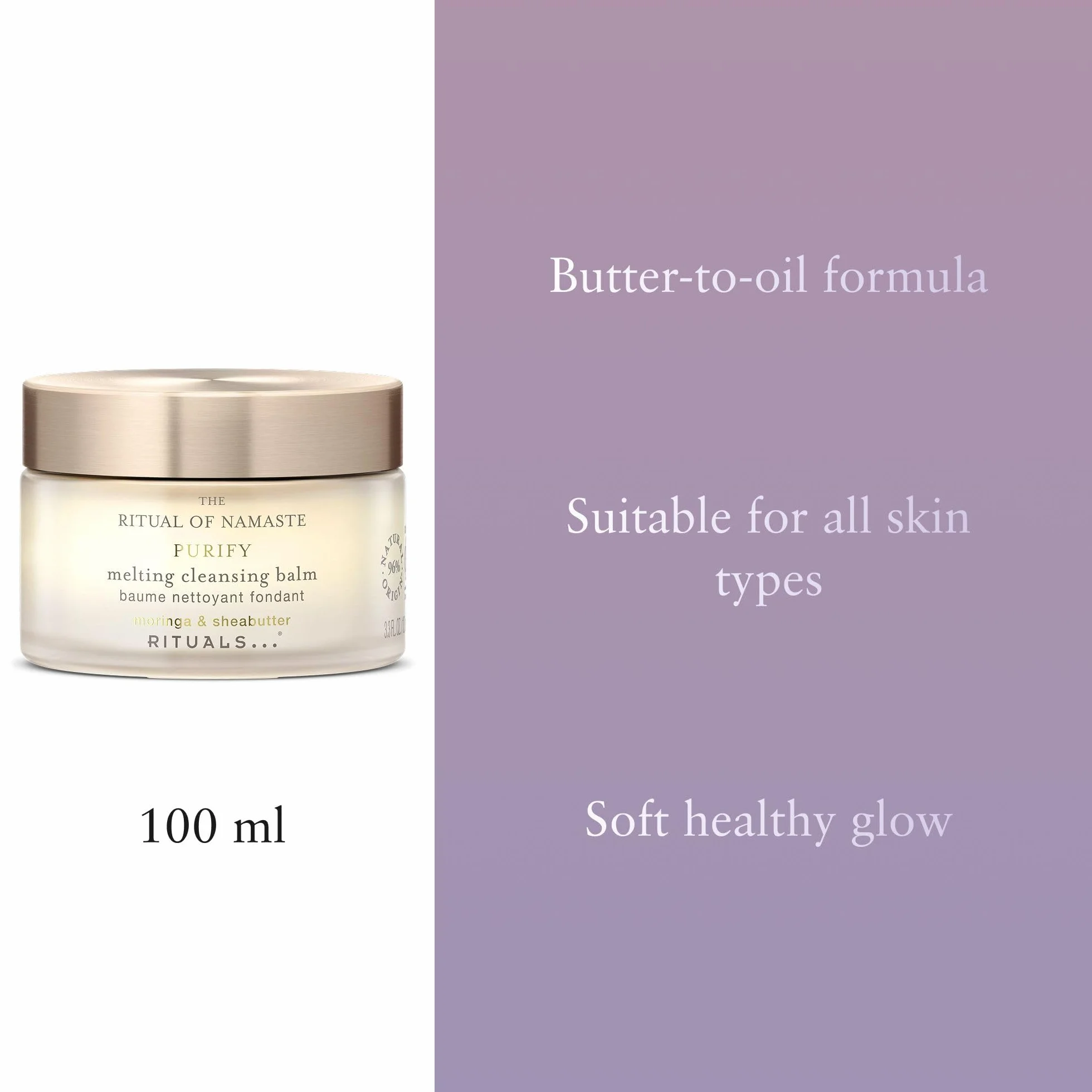 RITUALS The Ritual of Namaste Melting Cleansing Balm – Balsamo detergente e struccante viso, rimuove trucco a lunga tenuta e waterproof, per tutti i tipi di pelle, 100ml
