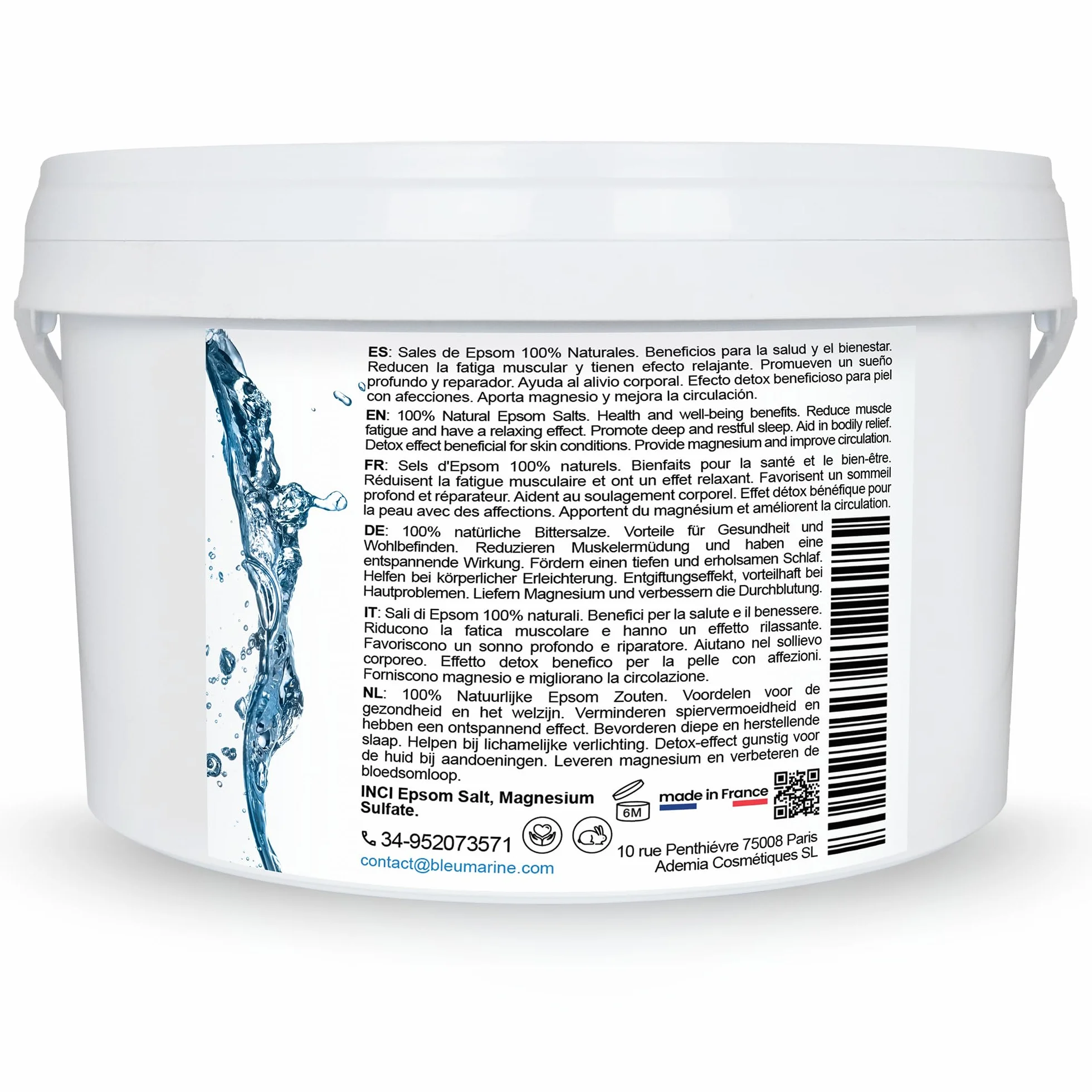 Sali da Bagno, Sali di Epsom, Detox, Magnesio Naturale, Rilassante Muscolare, Pedicure Antimicotico, Fertilizzante per Piante, 7000g