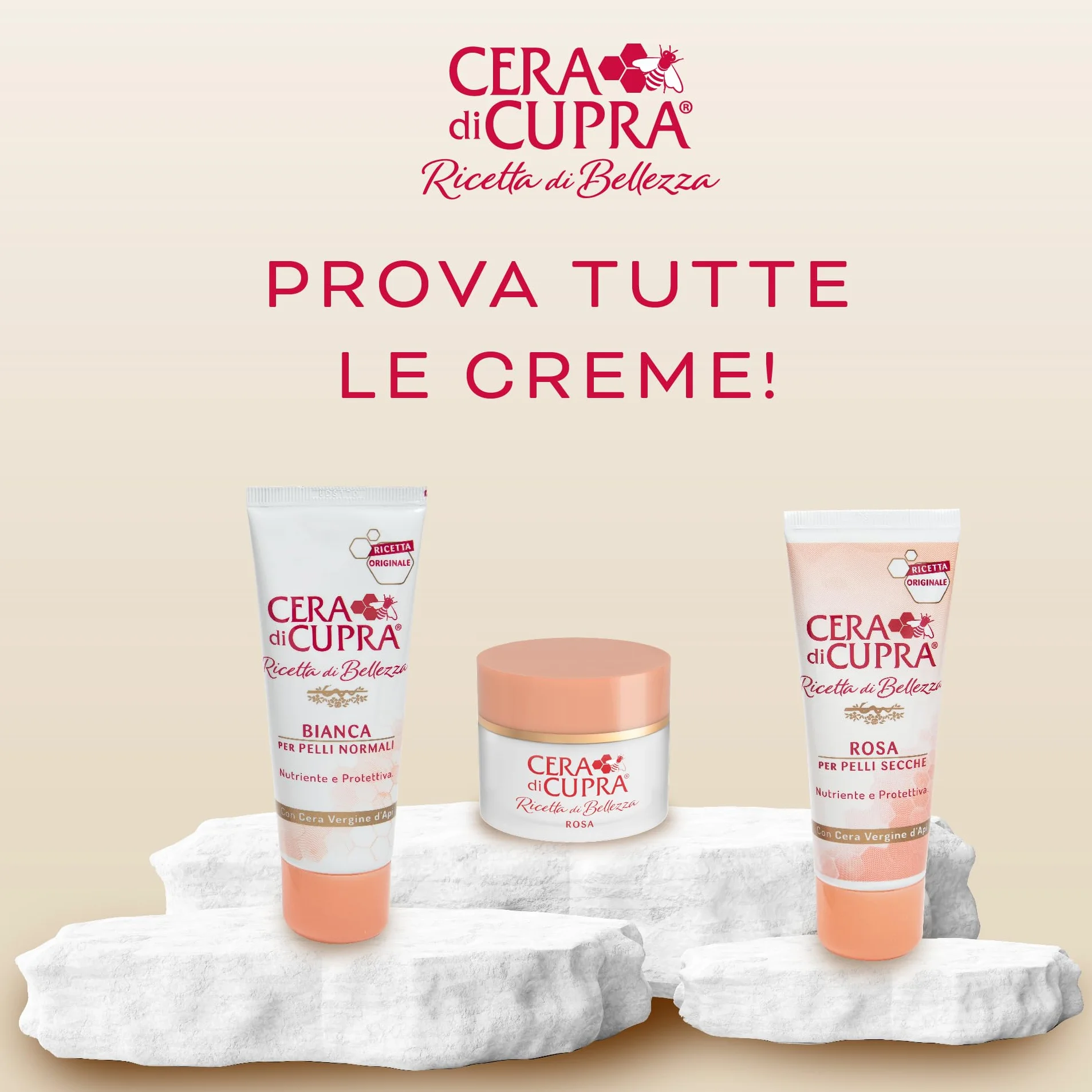 Cera di Cupra, Crema Rosa Formulazione Tradizionale, con Cera Vergine d'Api, Ricca di Componenti Protettivi, ad Azione Antietà, Made in Italy, Dermatologicamente Testata, Tubetto da 75 ml