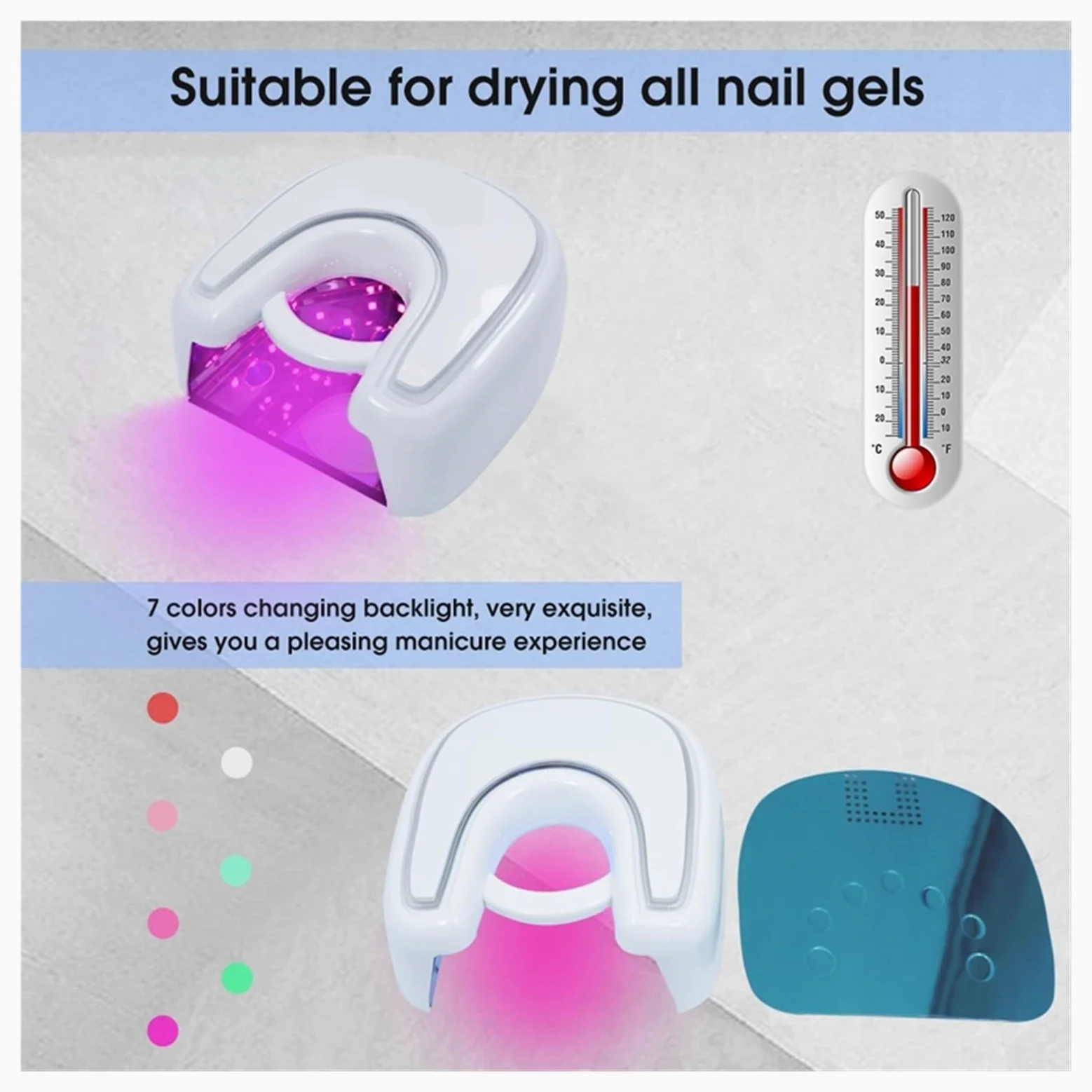 Lampada Unghie, Lampada for unghie a LED UV da 48w Lampada for unghie a LED senza fili Batteria al litio ricaricabile Lampada for unghie a LED UV Lampada for cure professionale Manicure Art per Manicu