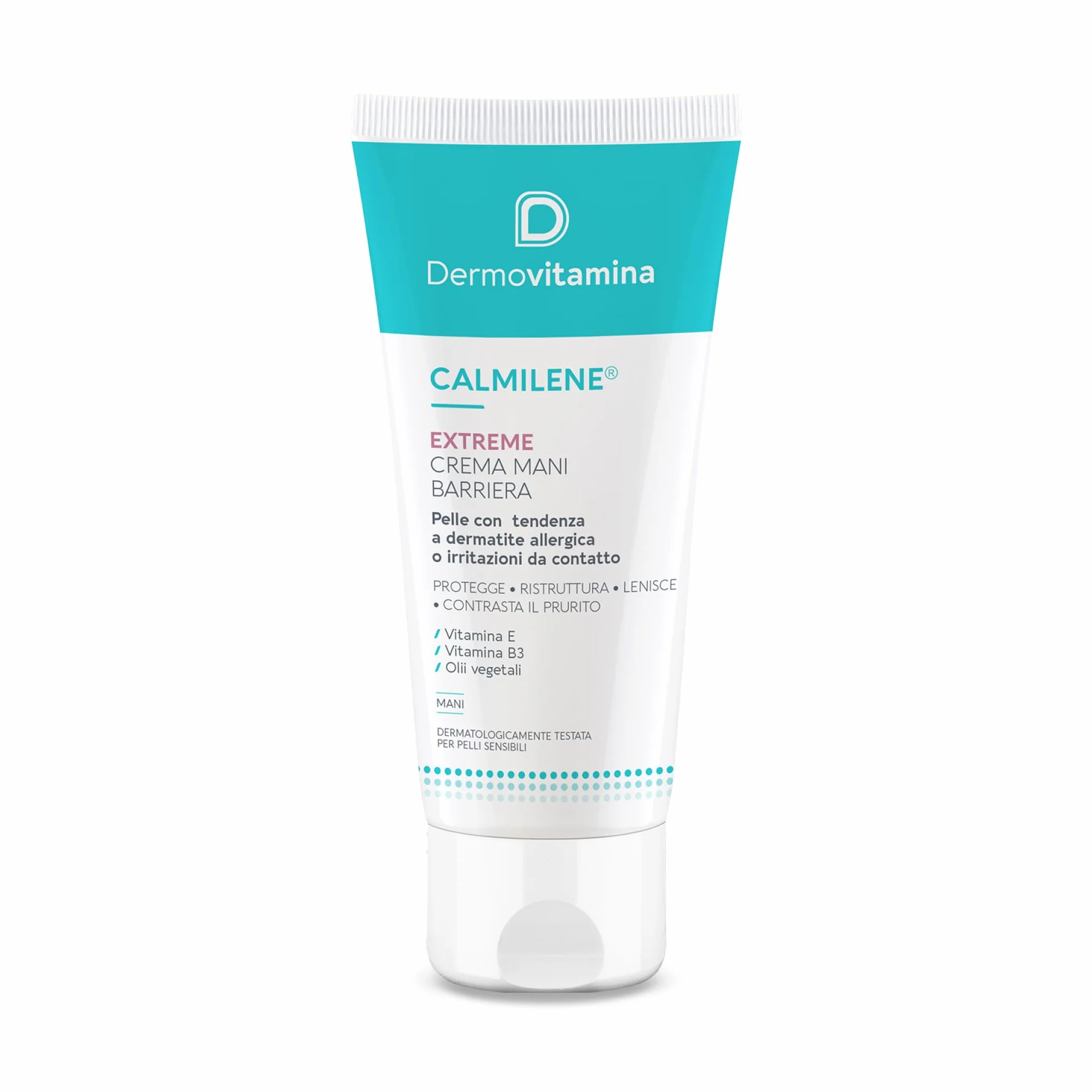 Dermovitamina Calmilene Extreme Crema Mani Barriera - Protezione per Pelle Sensibile e Irritata - Crema Mani Riparatrice - Con Vitamina E, Vitamina B3 e Oli Vegetali - 75ml