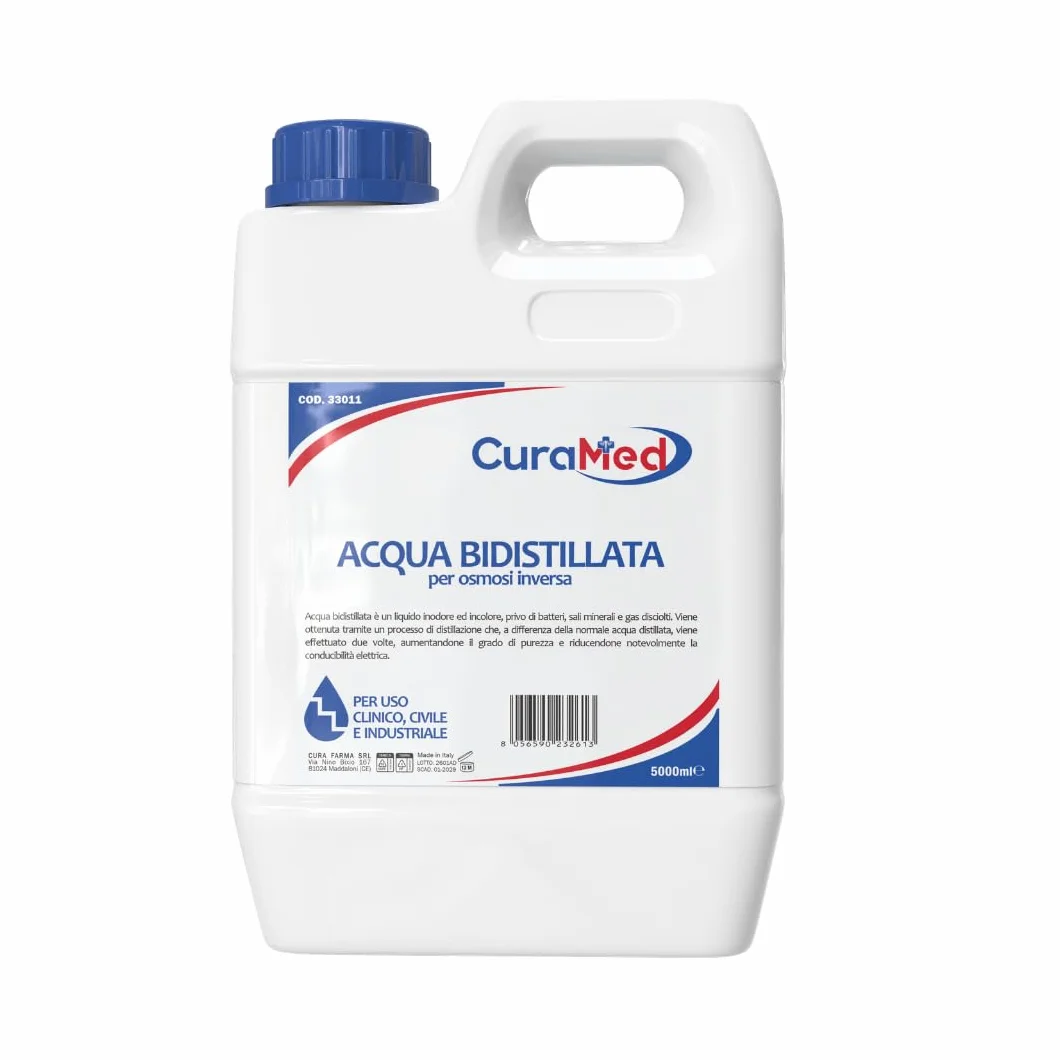 Cura Farma Acqua Bidistillata – Tappo A Vite con Sigillo di Sicurezza – 5lt – Originale