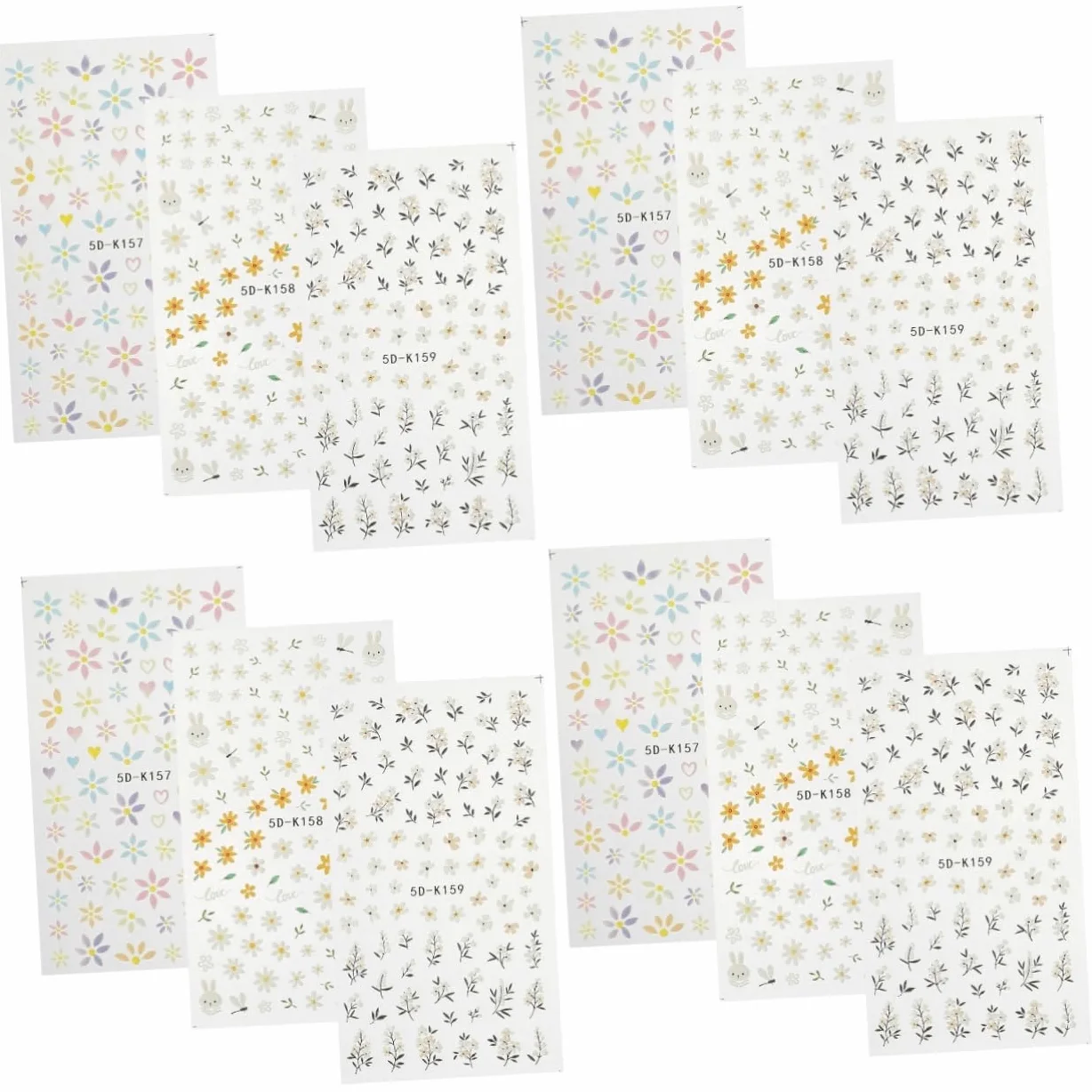VALICLUD 4 Set Adesivi Per Chiodi in Rilievo 5d Unghia Con Se Stesso Manicure Etichetta Applique Decorazione Unghie Decalcomanie Per Adesivi Per Unghie Adesivo 3 Pezzi*4