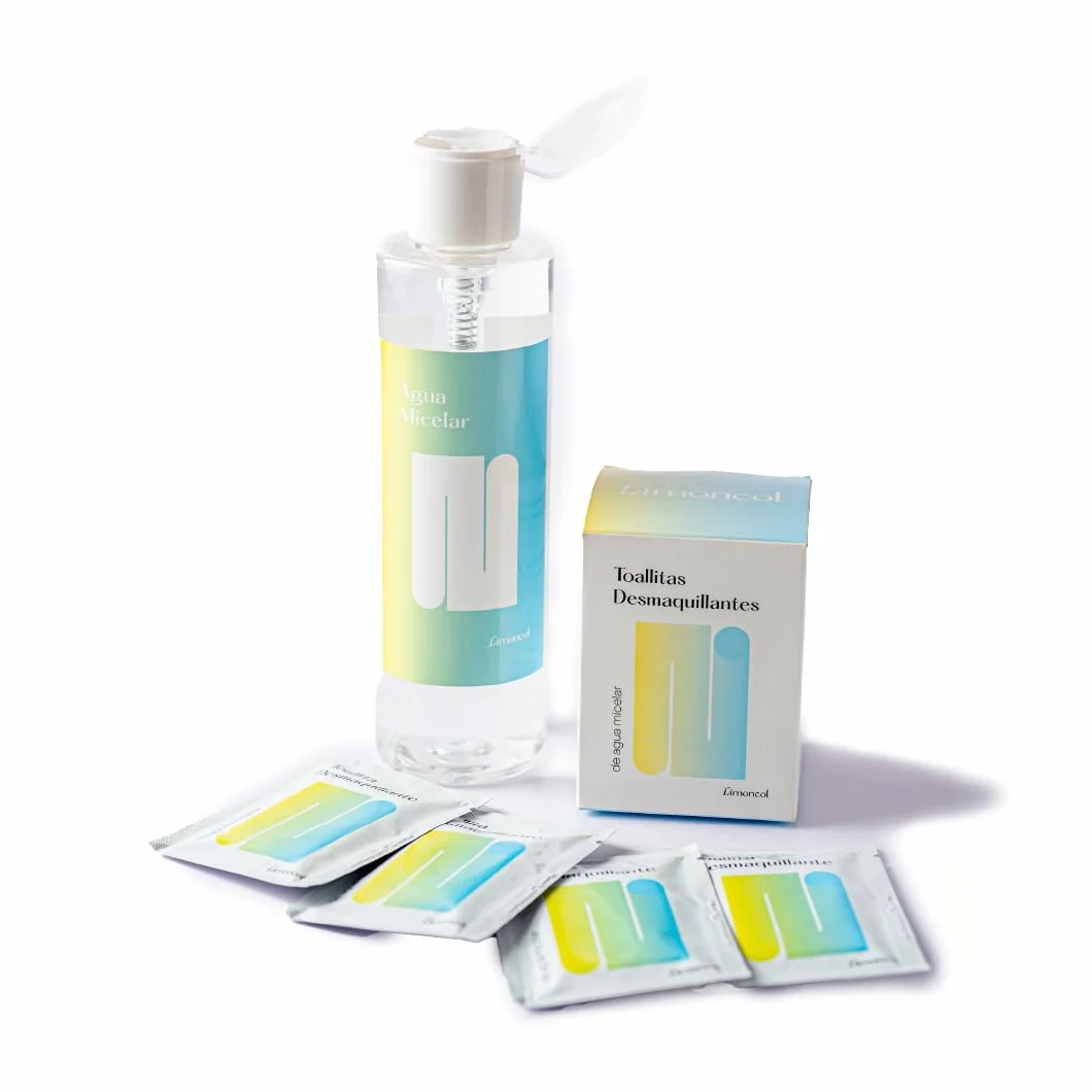 Salviette struccanti con acqua micellare per viso e collo, monodose singola senza risciacquo, 100% viscosa, biodegradabile, pulizia del viso e rimozione del trucco, 50 pezzi