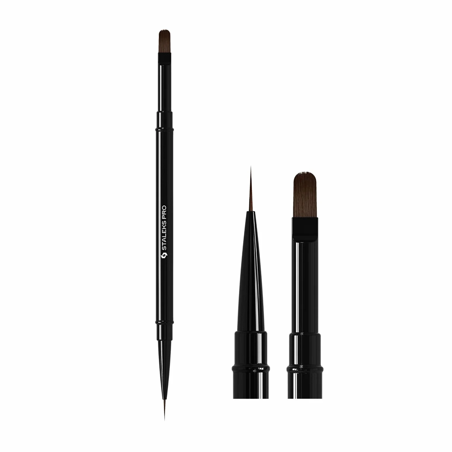 STALEKS PRO di Natury Nails Pennello a doppia faccia/punta. Delineatore brush liner da 10 mm e pennello per gel da 11 mm. Costruzione e decorazione di unghie in gel. Expert (NBE 03/06)
