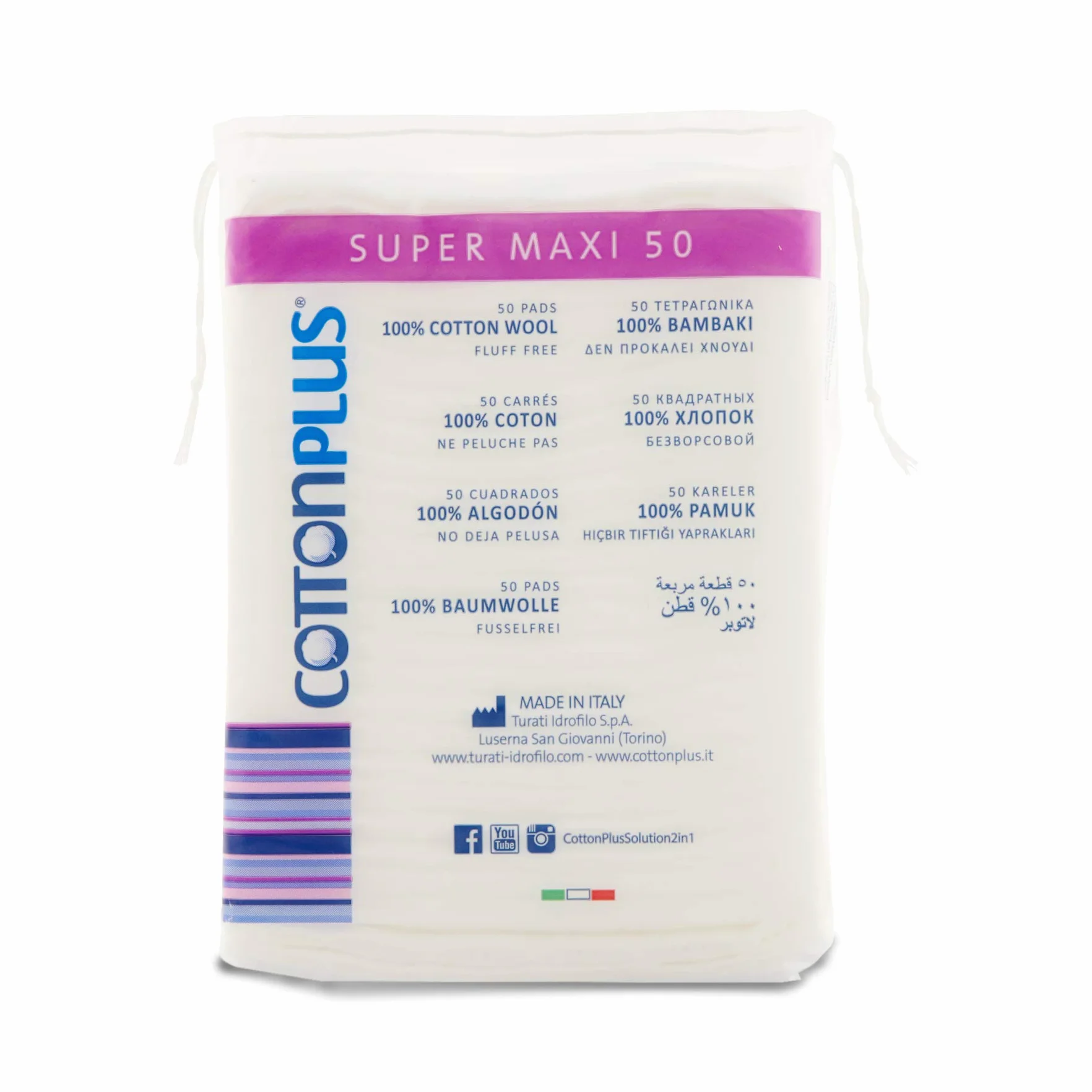 LINEA BEAUTY Cotton Plus Super Maxi Dischetti Struccanti XL 100% Puro Cotone, 50 pz.