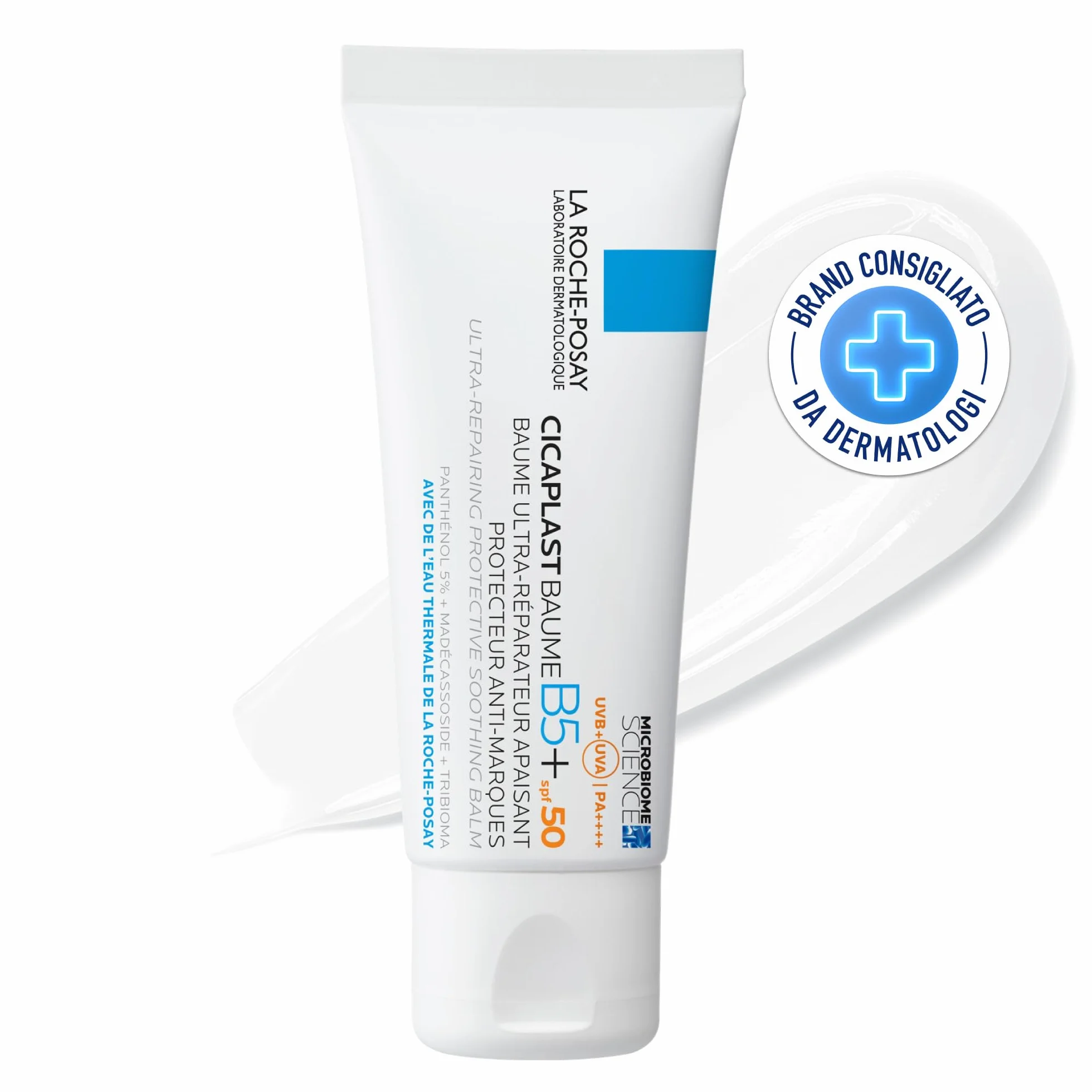 La Roche Posay Cicaplast Baume B5, Balsamo Protettivo per Pelle Irritata, Pelle Lenita e Barriera Cutanea Riparata, Con SPF 50, Adatto Anche a Pelle con Tatuaggi, Con Vitamina B5 e Tribioma, 40 ml