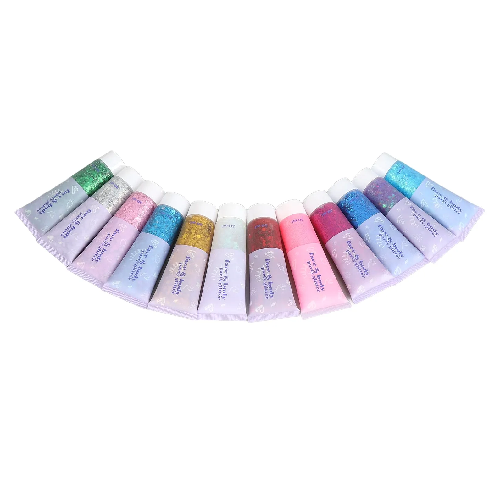 Chrees Gel Glitterato per il Corpo Olografico, Gel Scintillante con Paillettes Glitterate per il Viso in 12 Colori Cosmetico per Trucco e Feste per Festival
