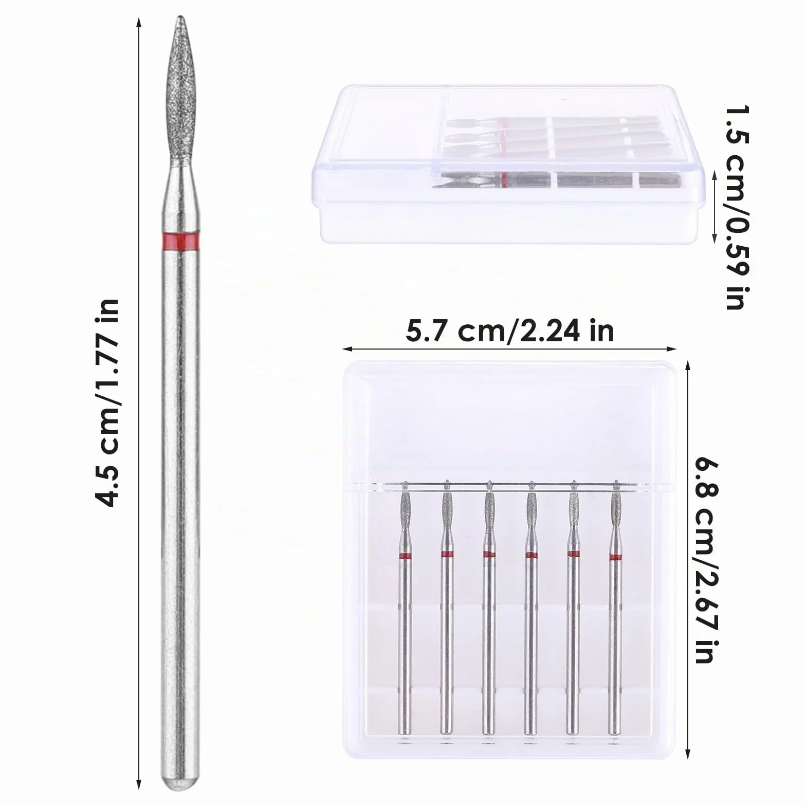 Sibba Set Punte Trapano Cuticole Acciaio Inossidabile Custodia Manicure Pedicure Diamantato Lucidatura Teste Macinazione Strumenti Metallo Professionale Rimozione Metallo Duro Unghie