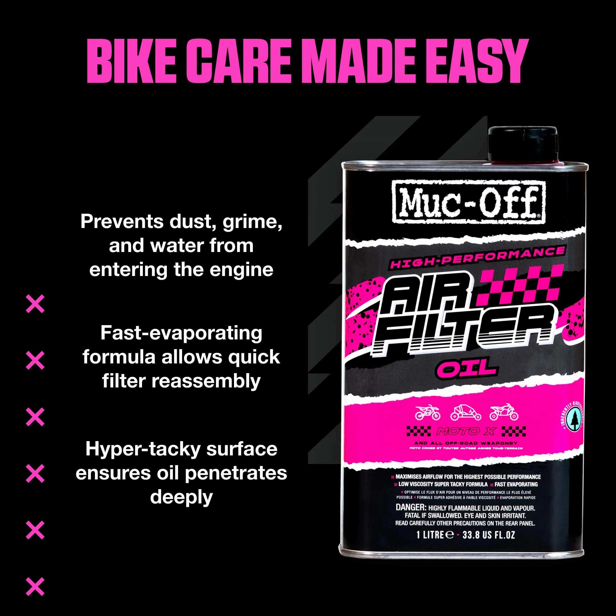 Muc-Off Air Filter Oil 1 Litro - Olio Filtri Aria per Motocross e Sport Motoristici