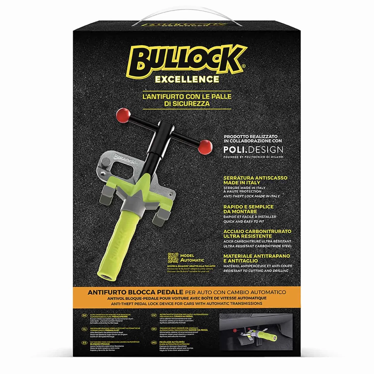 Bullock Excellence Antifurto Blocca Pedale Auto Cambio Automatico Acciaio Carbonitrurato