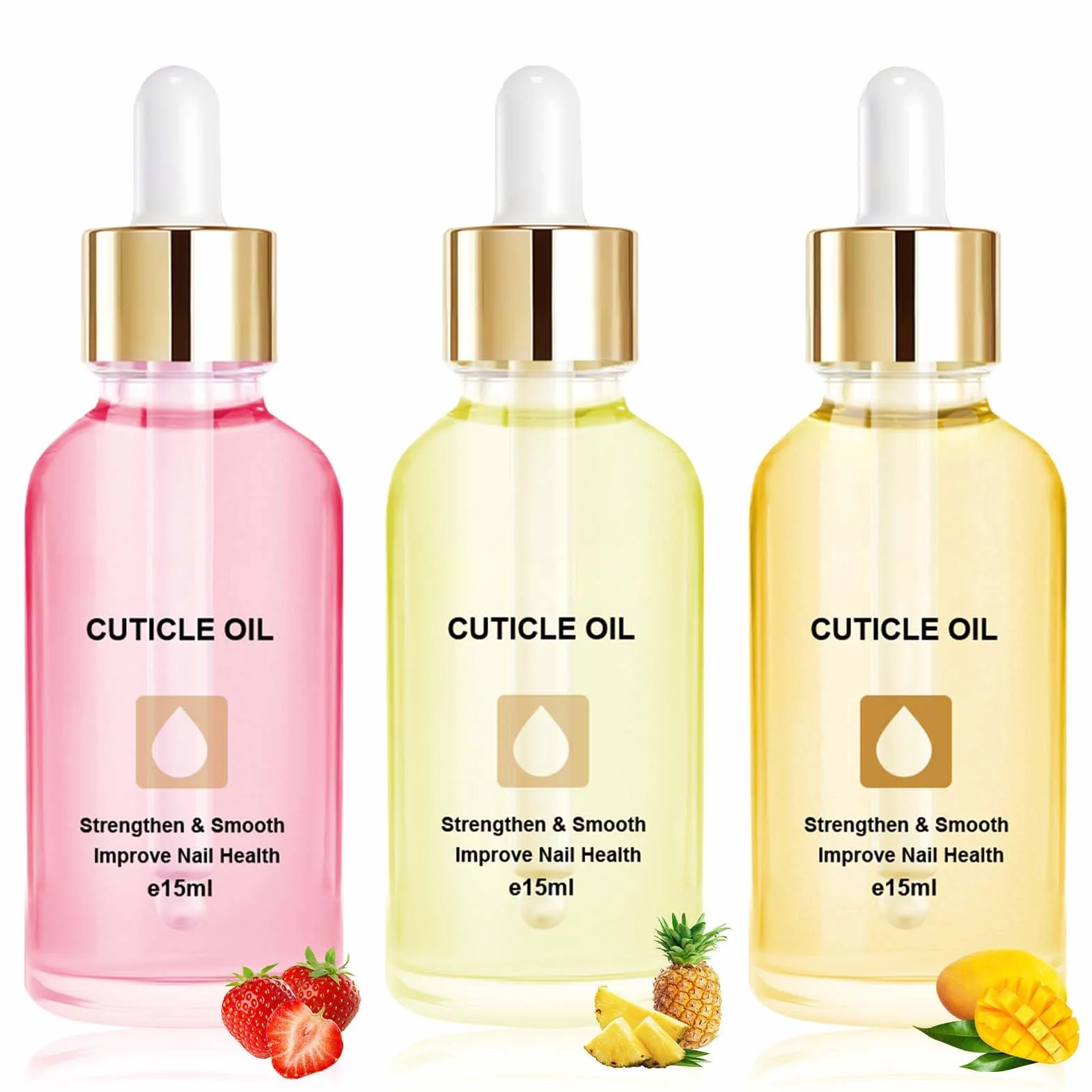 LOPHE Olio Unghie Cuticole, 3PCS Olio per la Cura di Unghie con Olio di Jojoba, Vitamina B, Cheratina, Idratante e Rigenerante, Vegan e Naturale–Aroma Fruttato, 15 ml(A)