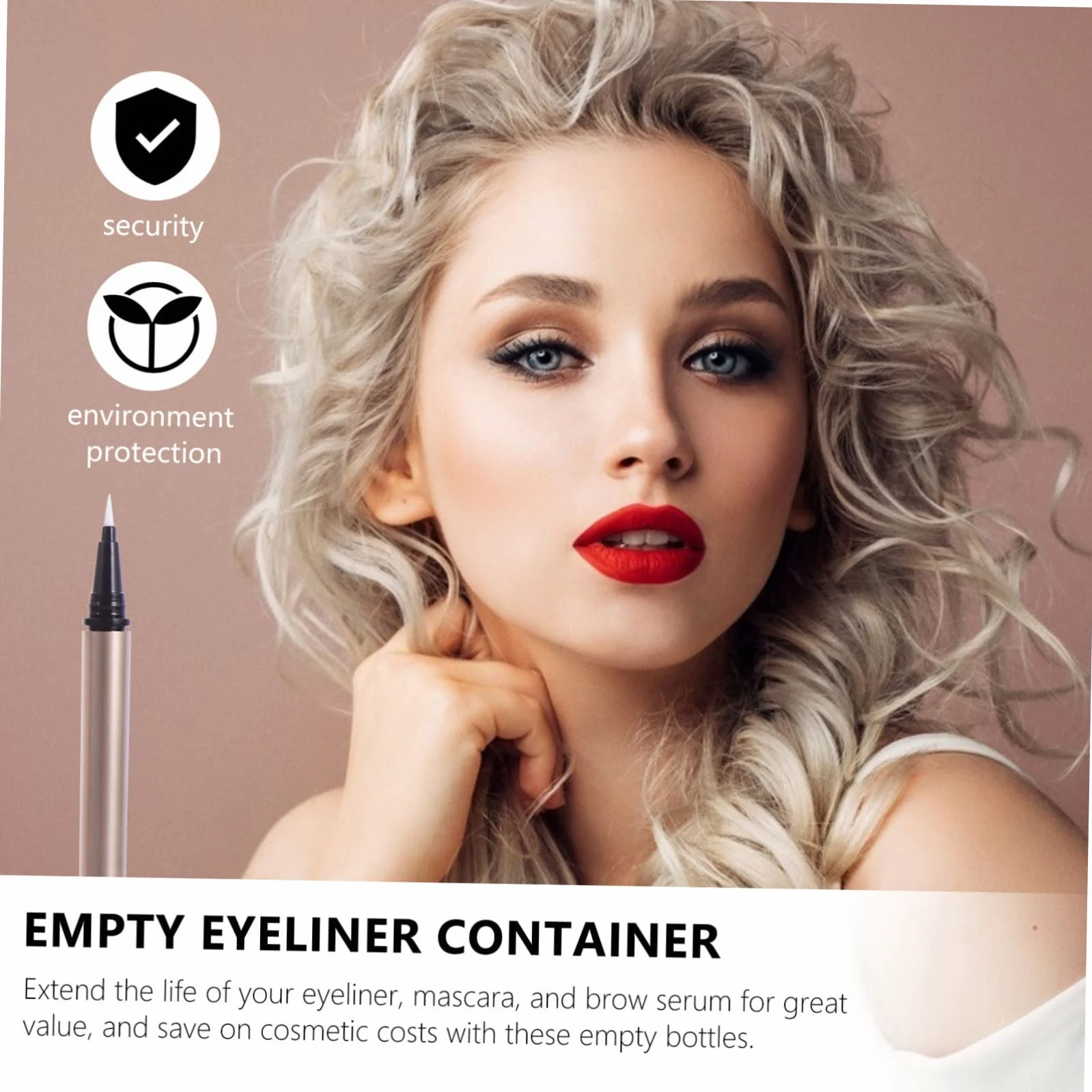 Set da 5 Tubetti Vuoti per Eyeliner 1ml in Plastica Color Oro Ricaricabili e Leggeri per Rivenditori di Cosmetici