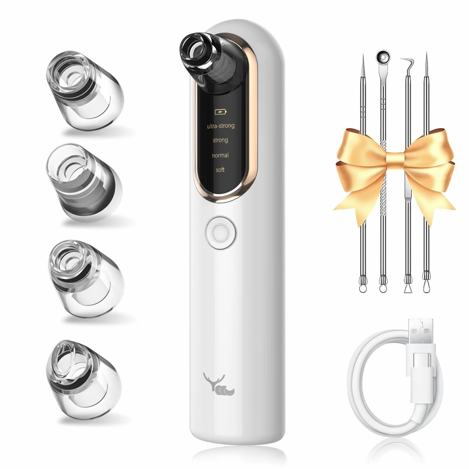 Aspiratore Punti Neri Professionale Elettrico, Rimozione Comedoni con 4 Testine e 4 Modalità, Blackhead Remover Vacuum