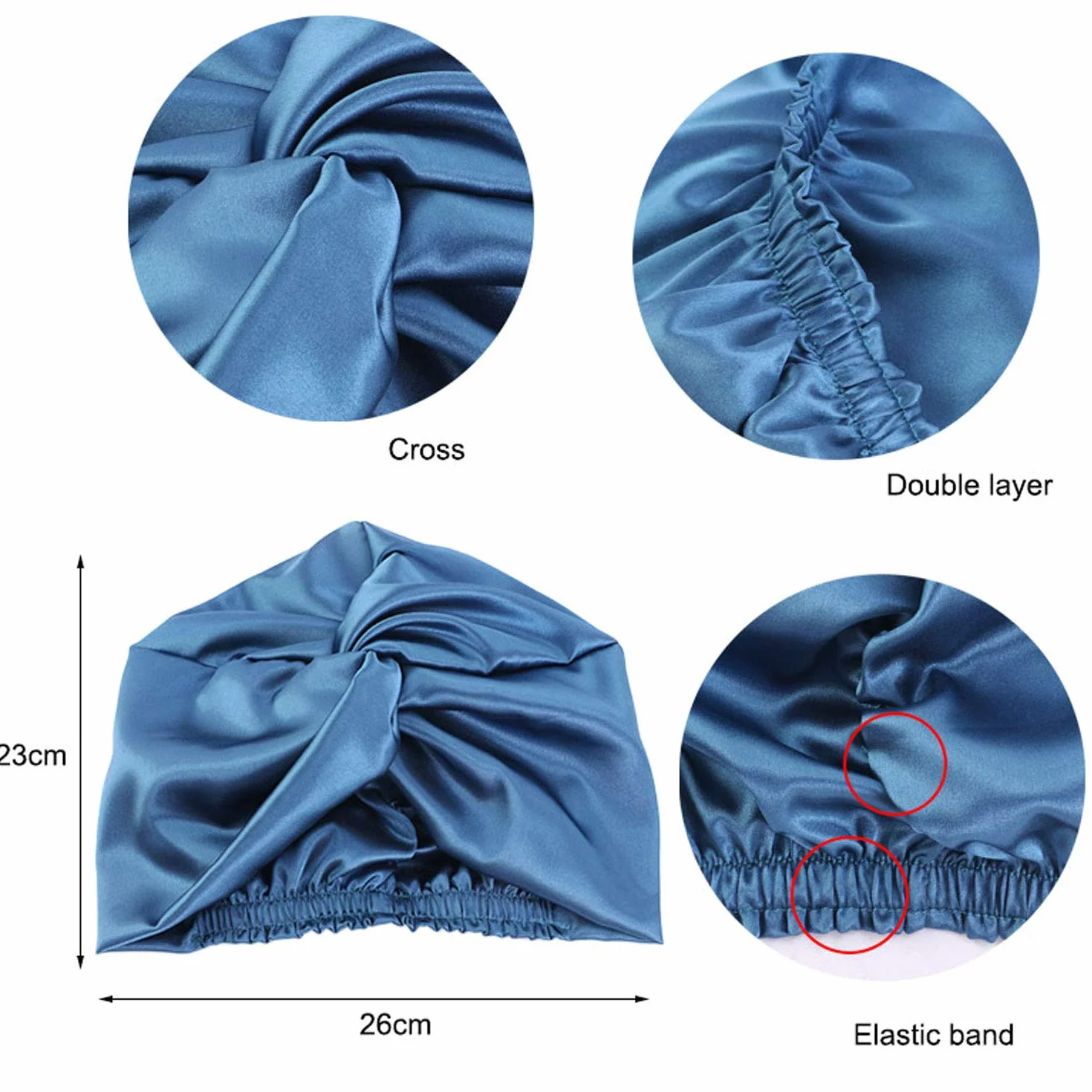 Cuffia Seta Capelli Ricci, Cuffia Capelli Ricci Notte per Dormire, Doppio Strato Cuffia di Seta per la Notte Capelli Ricci, Abbina Fascia Elastica Forte Applicare al Lavaggio, Trucco, Sport