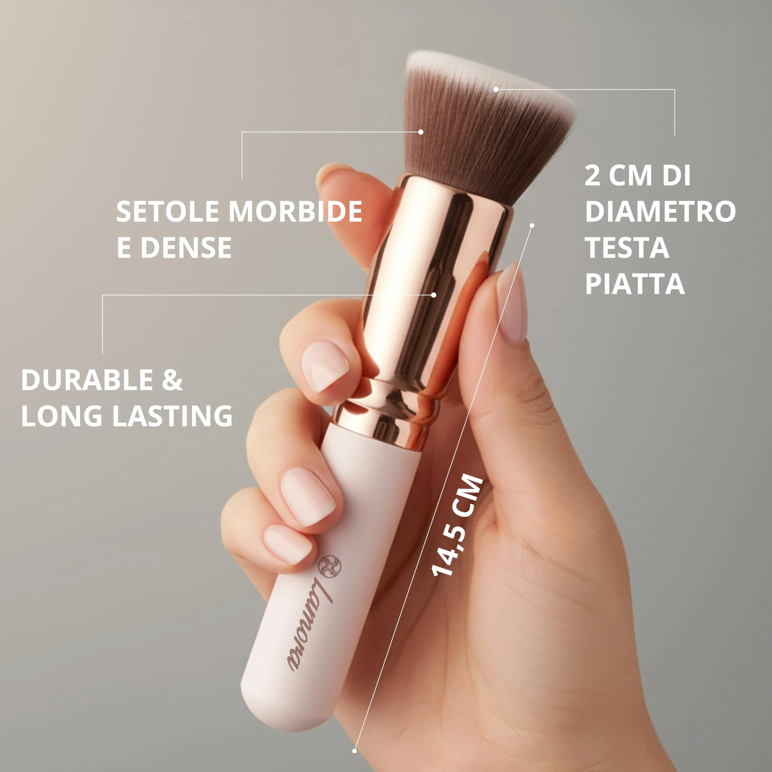Pennello Flat Top Kabuki Viso per Fondotinta Liquido, Cipria, Crema Minerale - Setole Sintetiche Professionali