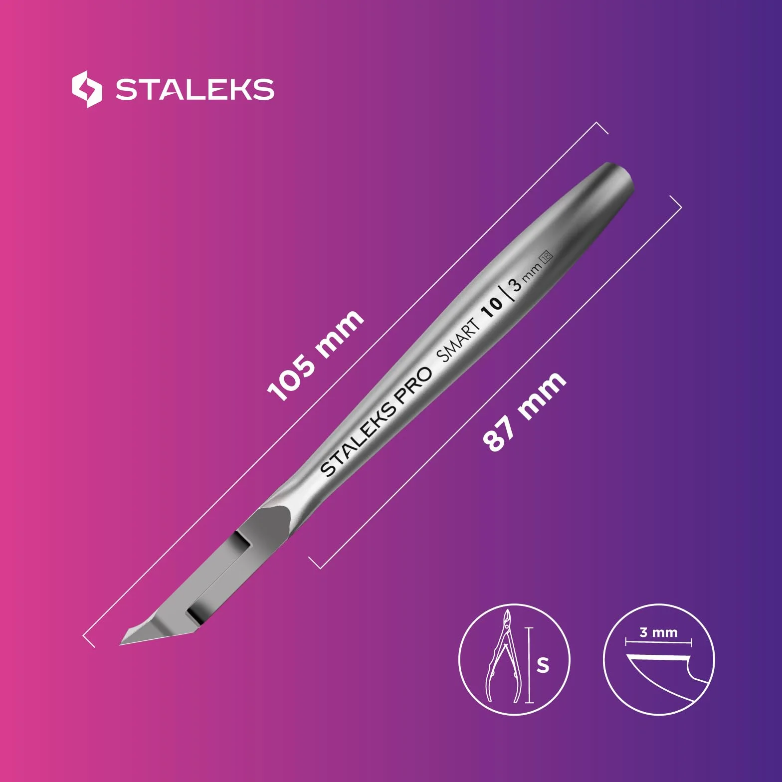 STALEKS PRO - Smart 10, Tronchesina Professionale per cuticole Lama da 3mm