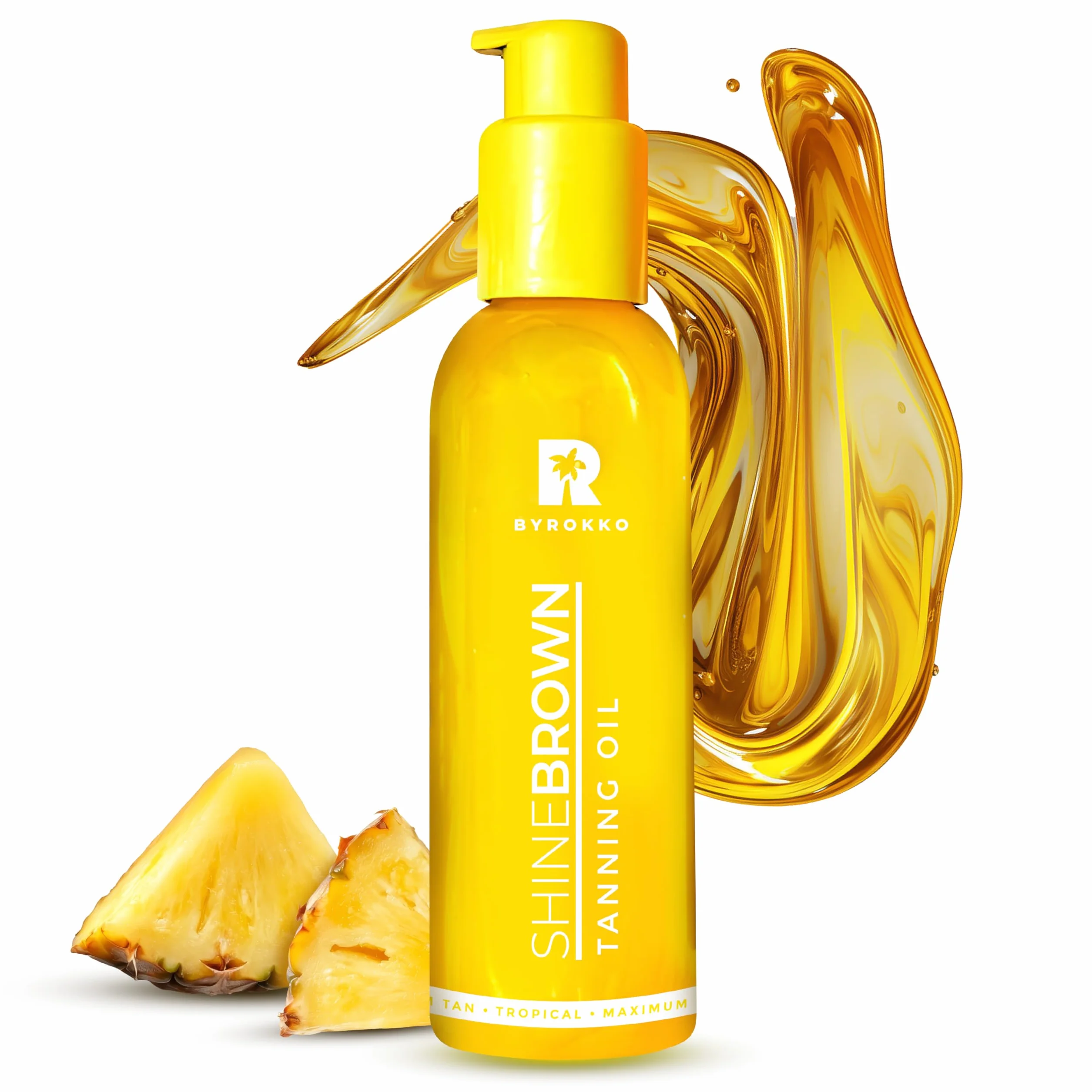 BYROKKO Shine Brown Tropical Olio Abbronzante Solare (145 ml), Acceleratore di Abbronzatura efficace al Sole e nei Lettini Solari, Olio Super Attivo per un’Abbronzatura della Massima Intensità