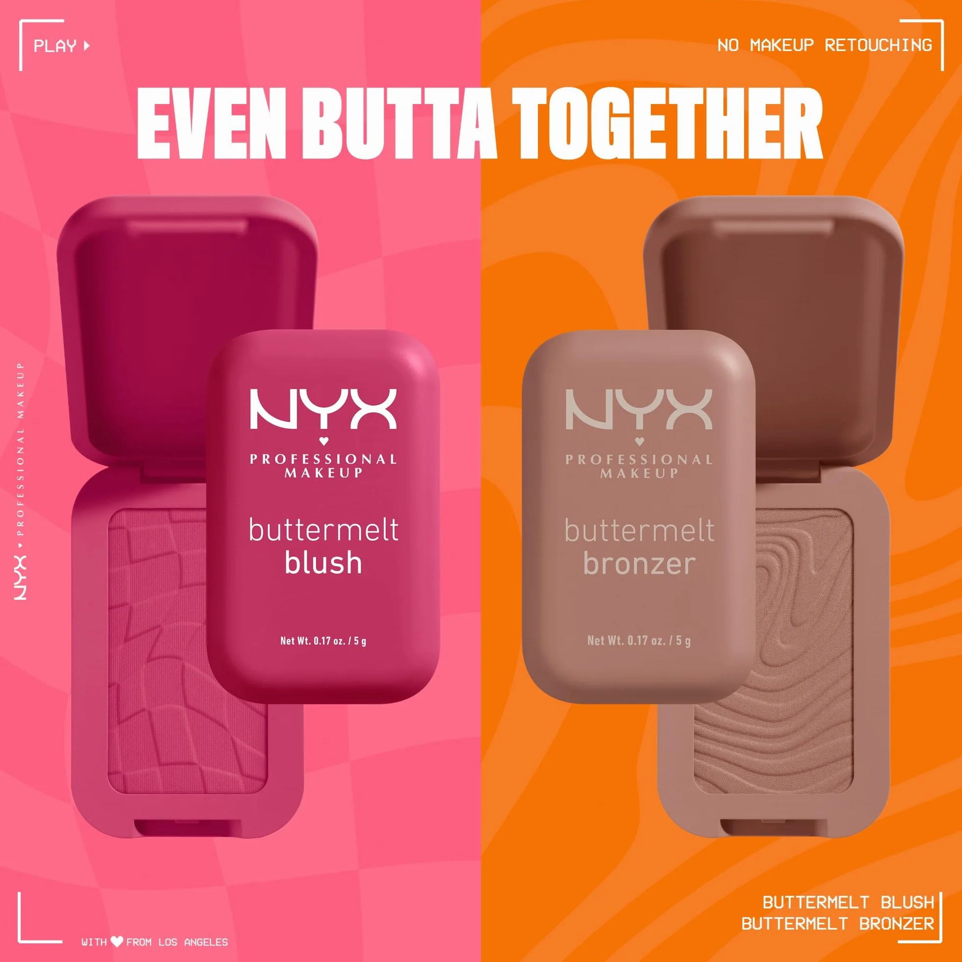 NYX Professional Makeup Blush in Polvere, Per un Look Fresco e Colorato, Arricchito con Burro di Mango, Mandorle e Karitè, Sfumabile, Buttermelt, Tonalità: Butta Together, 5 g