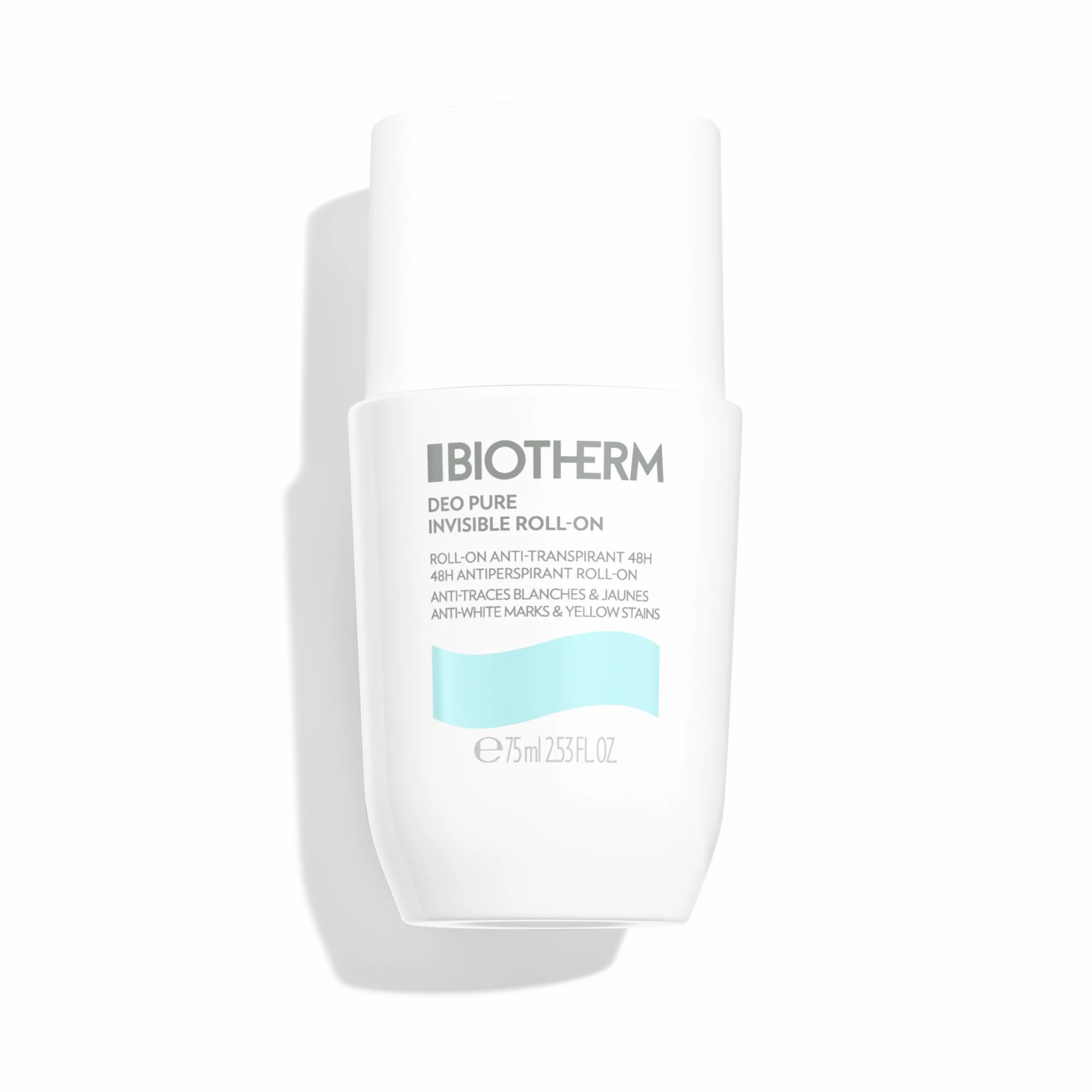 BIOTHERM, Deo Pure Invisible Roll-On, Deodorante Roll-On Antitraspirante, Efficace fino a 48H, Anti Macchie Bianche e Gialle sui Vestiti