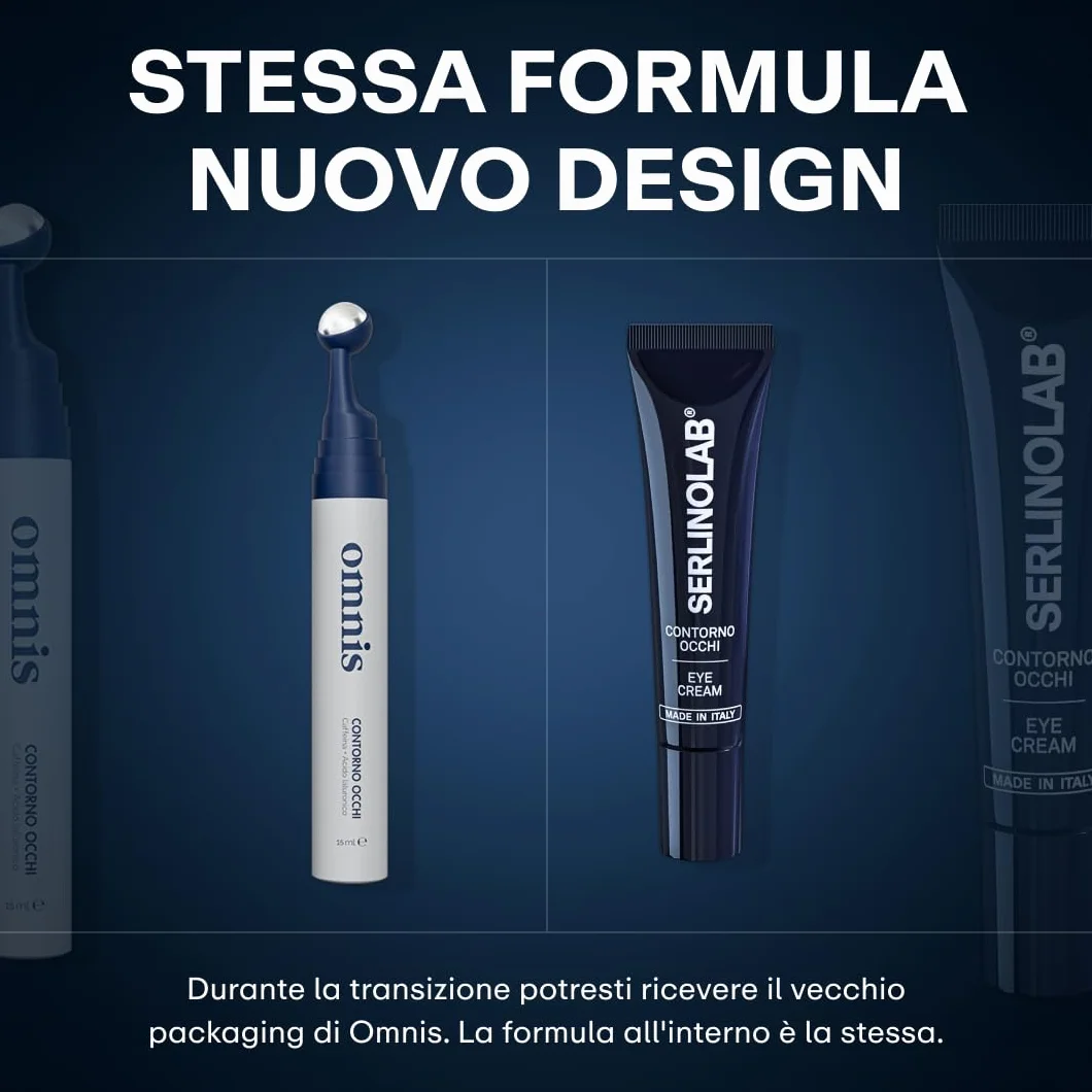 SERLINOLAB Contorno Occhi uomo,Crema Anti Borse, Occhiaie e Rughe con Acido Ialuronico, Caffeina e Argilerine, Trattamento Sguardo Fresco e Riposato, 15ml
