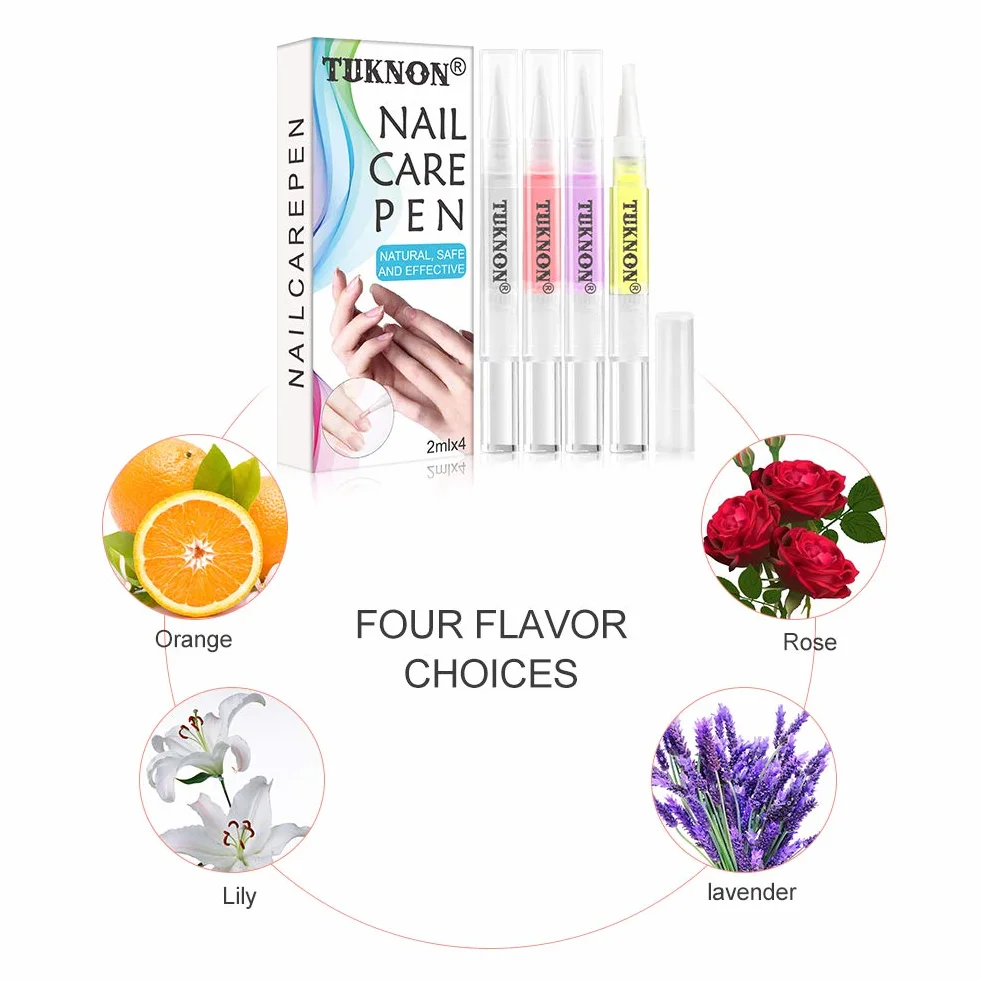 Trattamento Cuticole, Olio per cuticole, Siero trattamento unghie, Olio per cuticole penna Trattamento Olio per Cuticole Riparare la Cuticola Incrinata e Secca, 4 Pezzi
