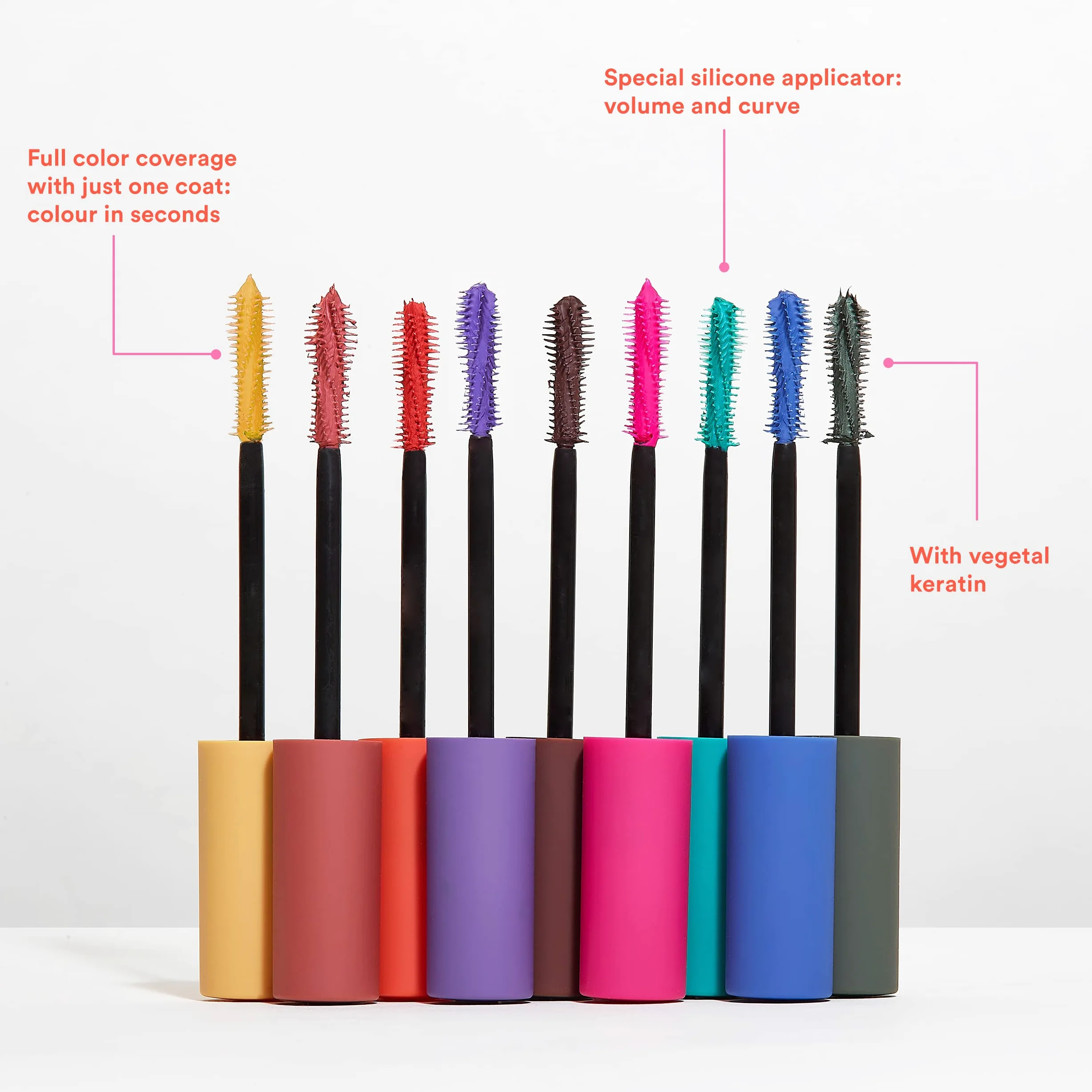 3INA MAKEUP - The Color Mascara 482 + The Color Mascara 793 + The Color Mascara 850 - Viola - Turchese - Blu - Mascara Colorato con Cheratina Vegetale - Mascara Volumizzante - Vegan - Cruelty Free