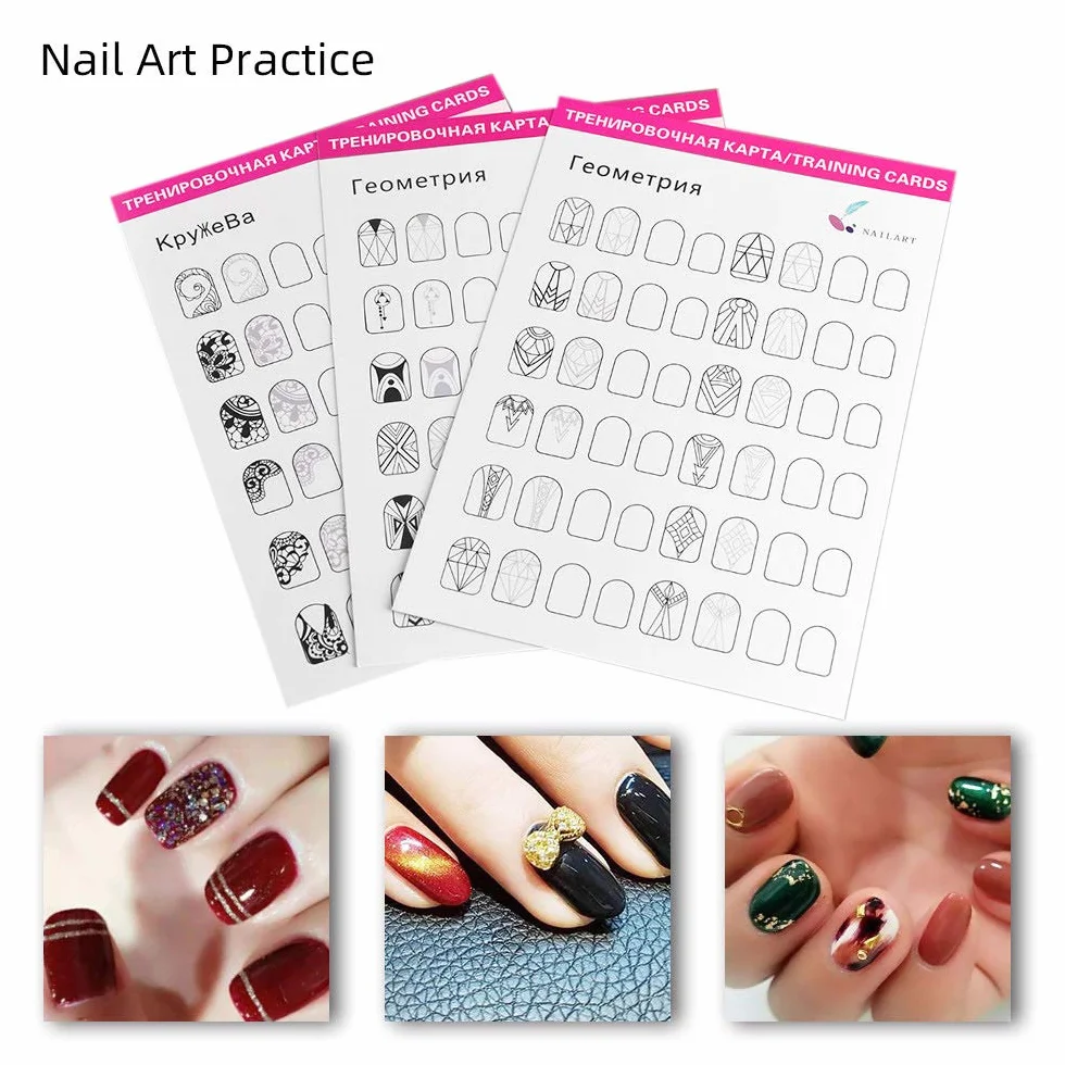 Modello per esercitazione nail art disegno pittura libro di esercizi strumento di apprendimento per principianti modelli intagli linee di diamanti