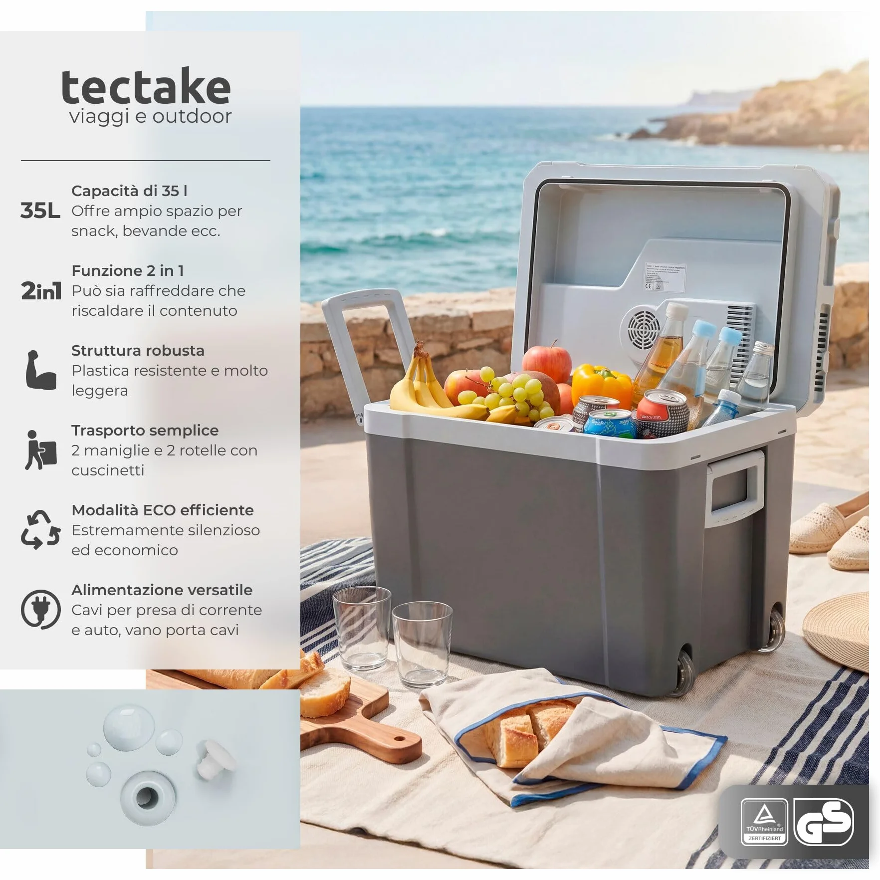 tectake® Frigorifero Portatile 35 L 2in1 Freddo Caldo per Auto e Casa ECO Mode