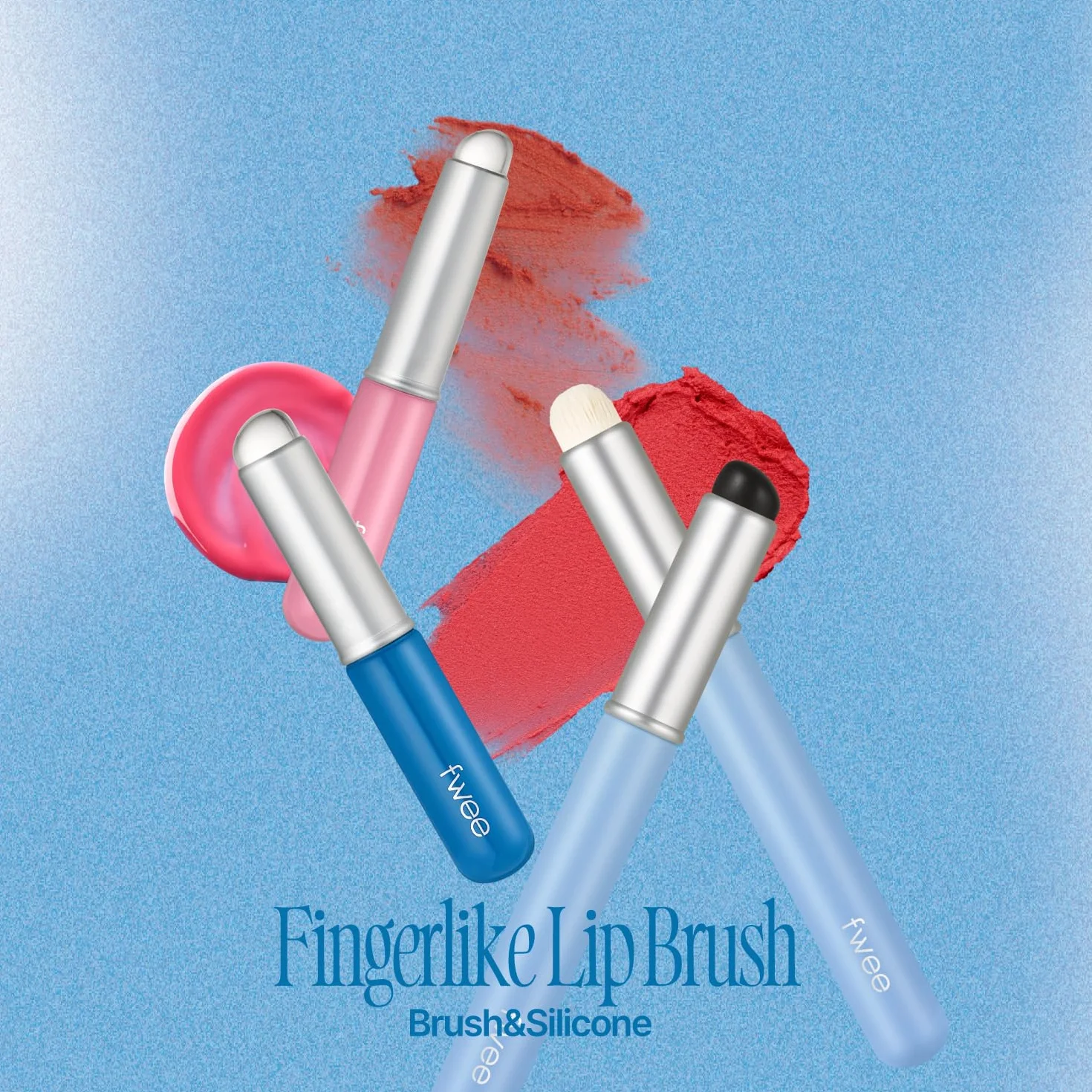 fwee Pennello per labbra in silicone | Pennello per trucco multifunzione con cappuccio blu