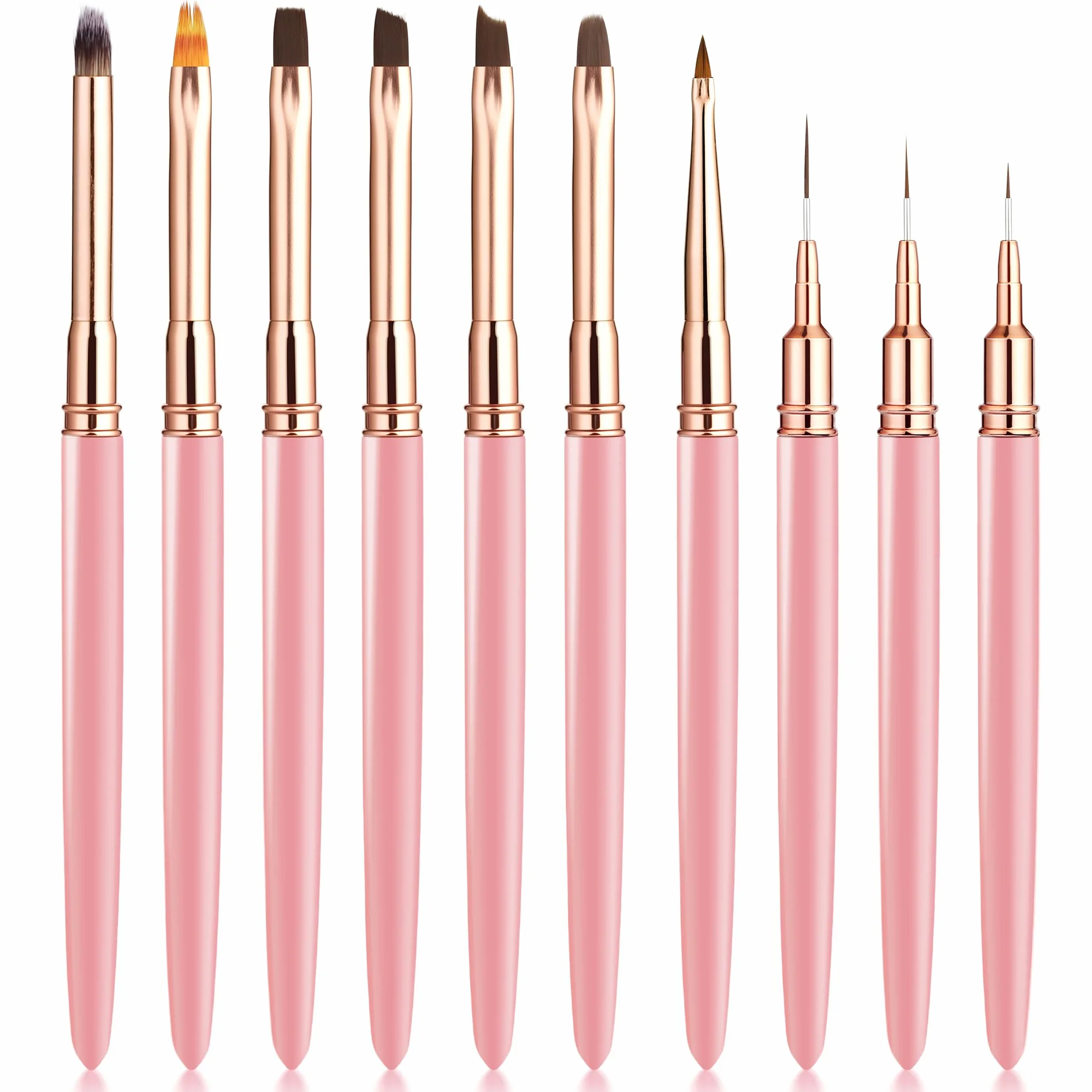 Set 10 Pennelli per Unghie Professionali, Pennelli Detagliati per Decorazione Unghie, Adatti per Gel, Acrilico e Smalto Semipermanente per Unghie