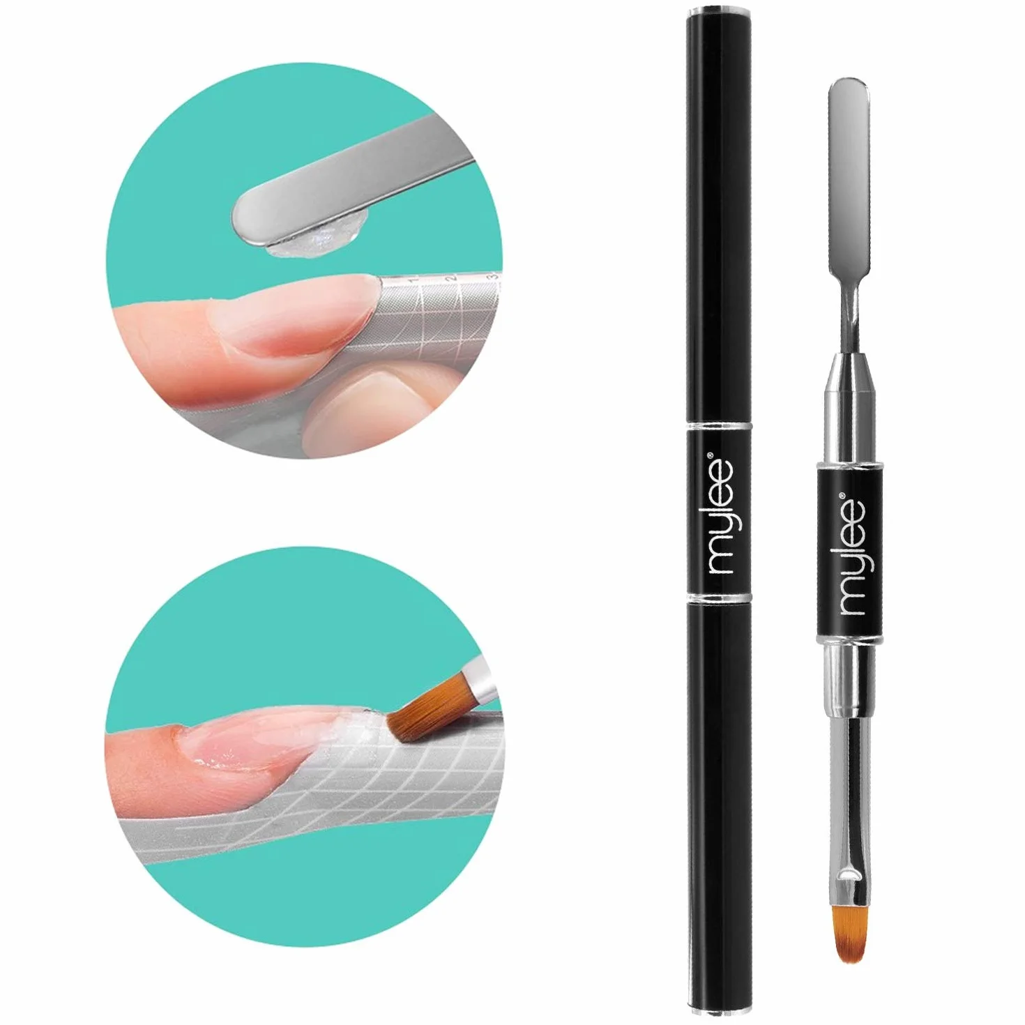 Mylee Pennello a doppia punta per Polymer Gel – Spatola e setole, Nail art UV/LED, Decorazione unghie