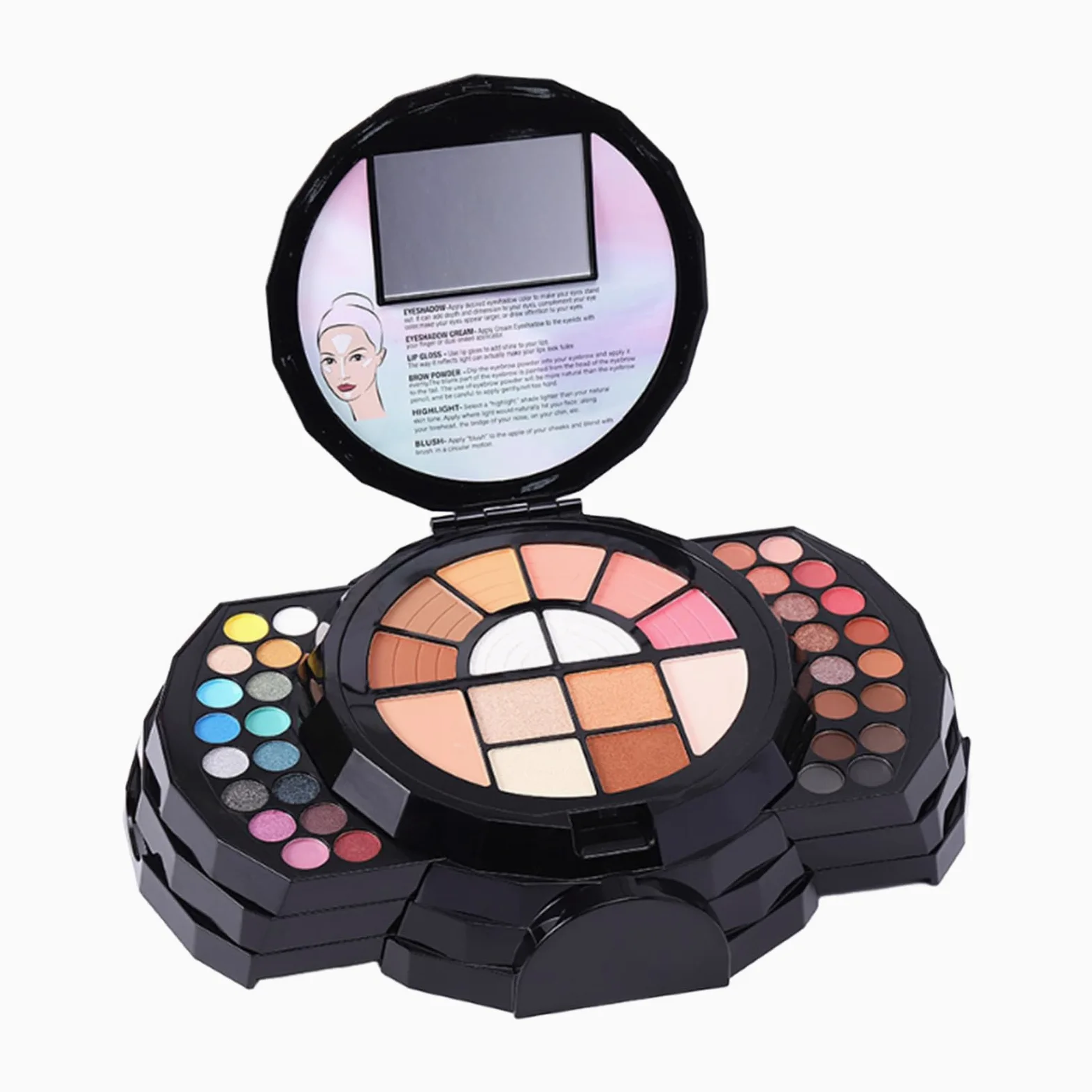 Kit Trucco Completo Molto Pigmentata Portatile Con Specchio Versatile | Set Trucco Principianti, Facile da Utilizzare e Comodo Ombretto, Correttore, Eyeliner, Sopracciglia, Illuminante, Compatta V
