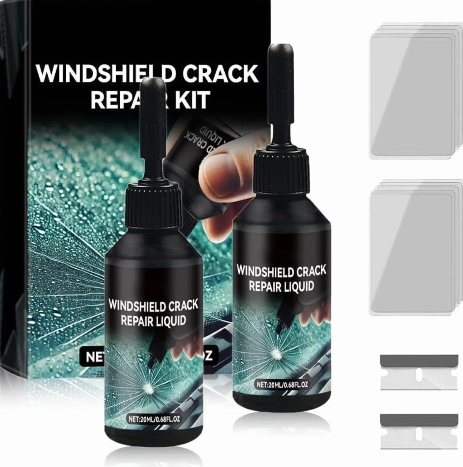 Kit Riparazione Parabrezza Auto per Chip e Crepe Vetro