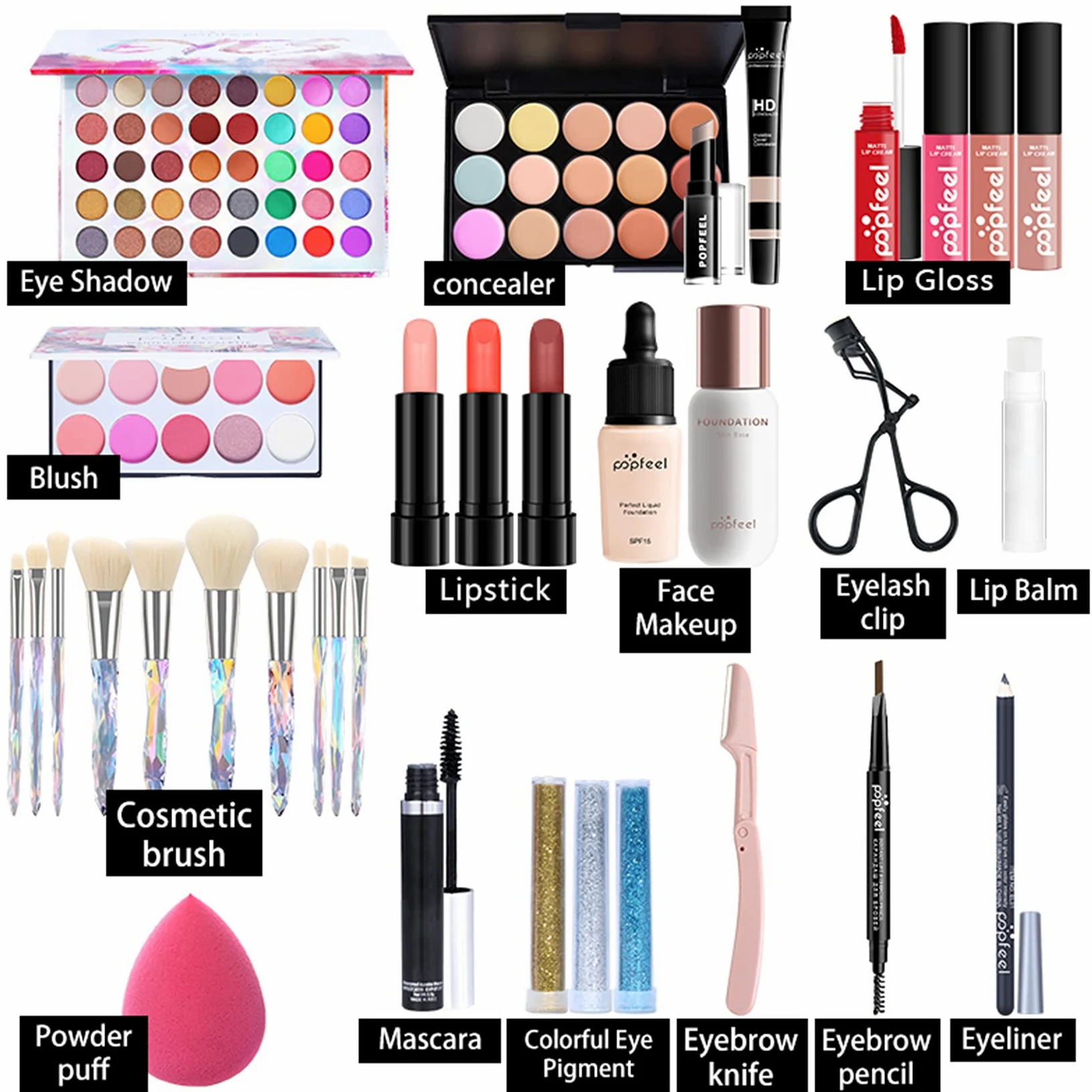 Kit per il Trucco di Bellezza, Set di Trucchi Completo Trousse di Trucchi Palette Ombretti Correttore Fard Cosmetics per il Trucco Palette Trucchi per Cosmetici Occhi Viso e Labbra