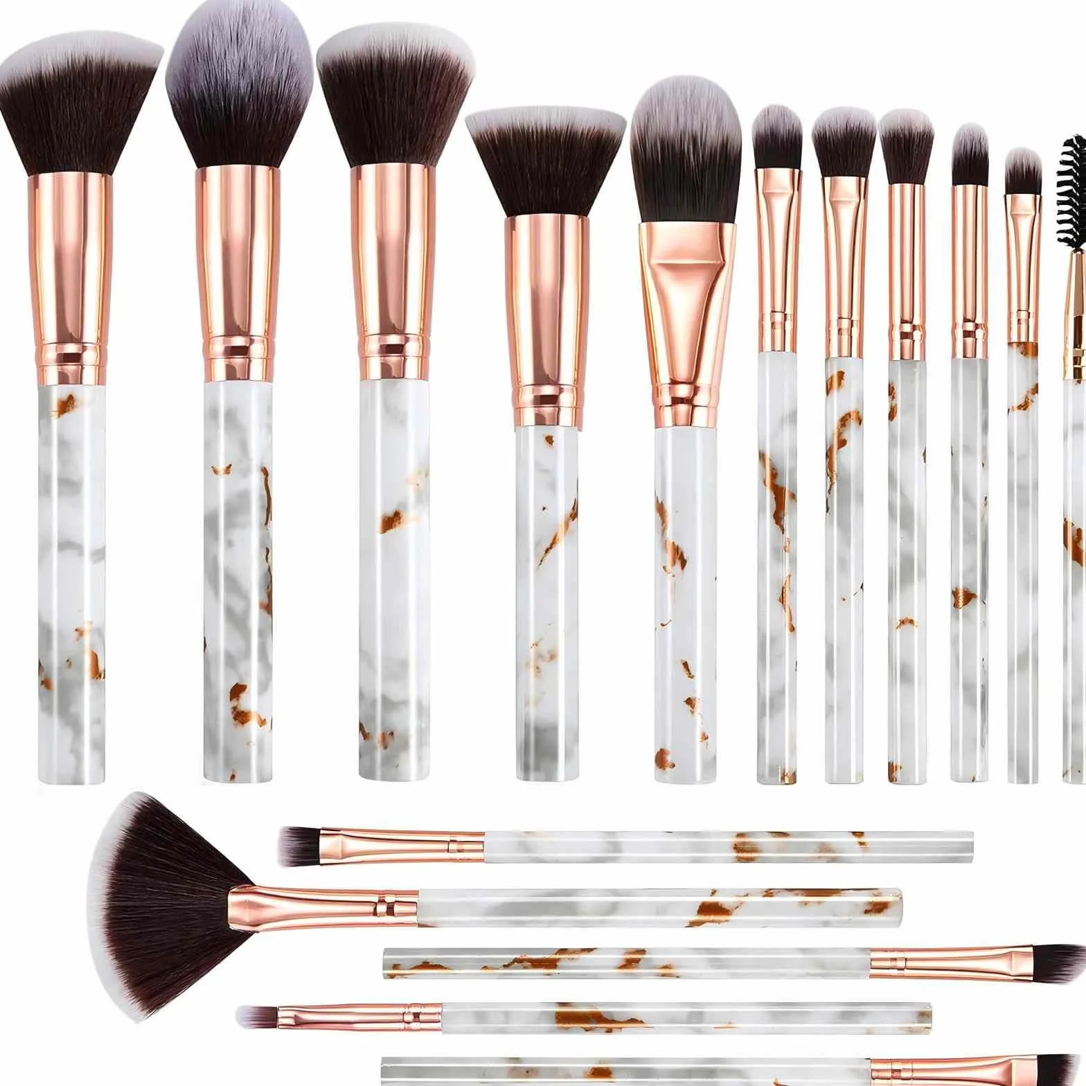 Pennelli Make Up DUAIU 16 Pezzi Set Di pennelli Trucco Fondotinta Cipria Crème Liquido Professionali Pennelli Per Volto Ombretti e Sopracciglio Adatto Per Liquidi, Creme, Polveri, ecc.