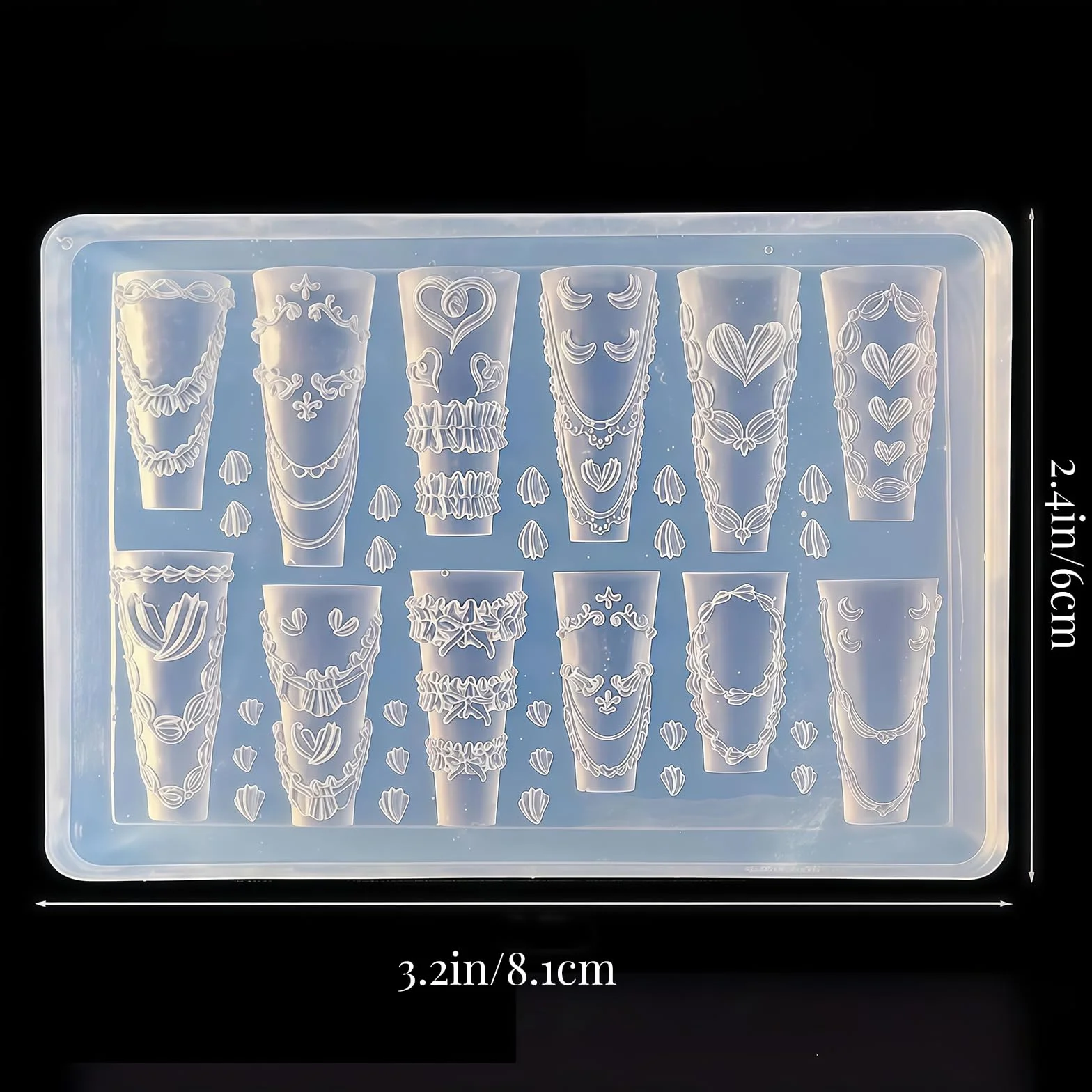 Silikon Stampi per Unghie 3D, Crema Pizzo Design Unghie, Charms Unghie Strumenti in Silicone, Decorazioni per Unghie Accessori per Nail Art