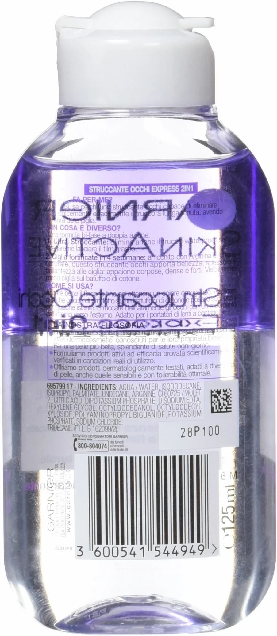 Garnier Skin Naturals Detergenza Struccante Occhi Express per Tutti i Tipi di Trucco Anche Waterproof - 125 ml
