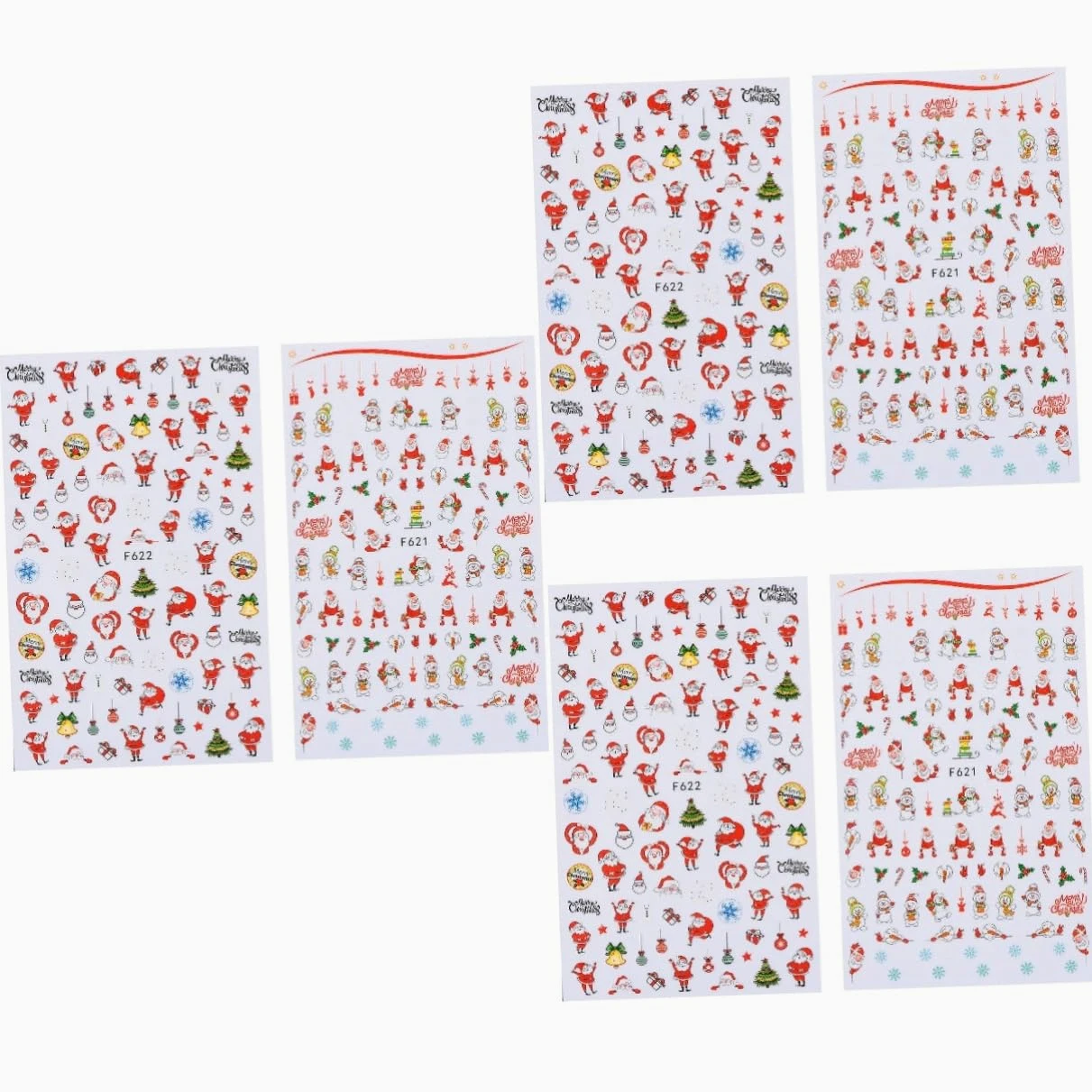 Healeved 18fogli Adesivi Natale Per Unghie Di Sticker Autoadesivi Per Decorazioni Con Tema Santa Claus Facili Da Applicare Design e Resistente Perfetti Per Nail Art Festiva