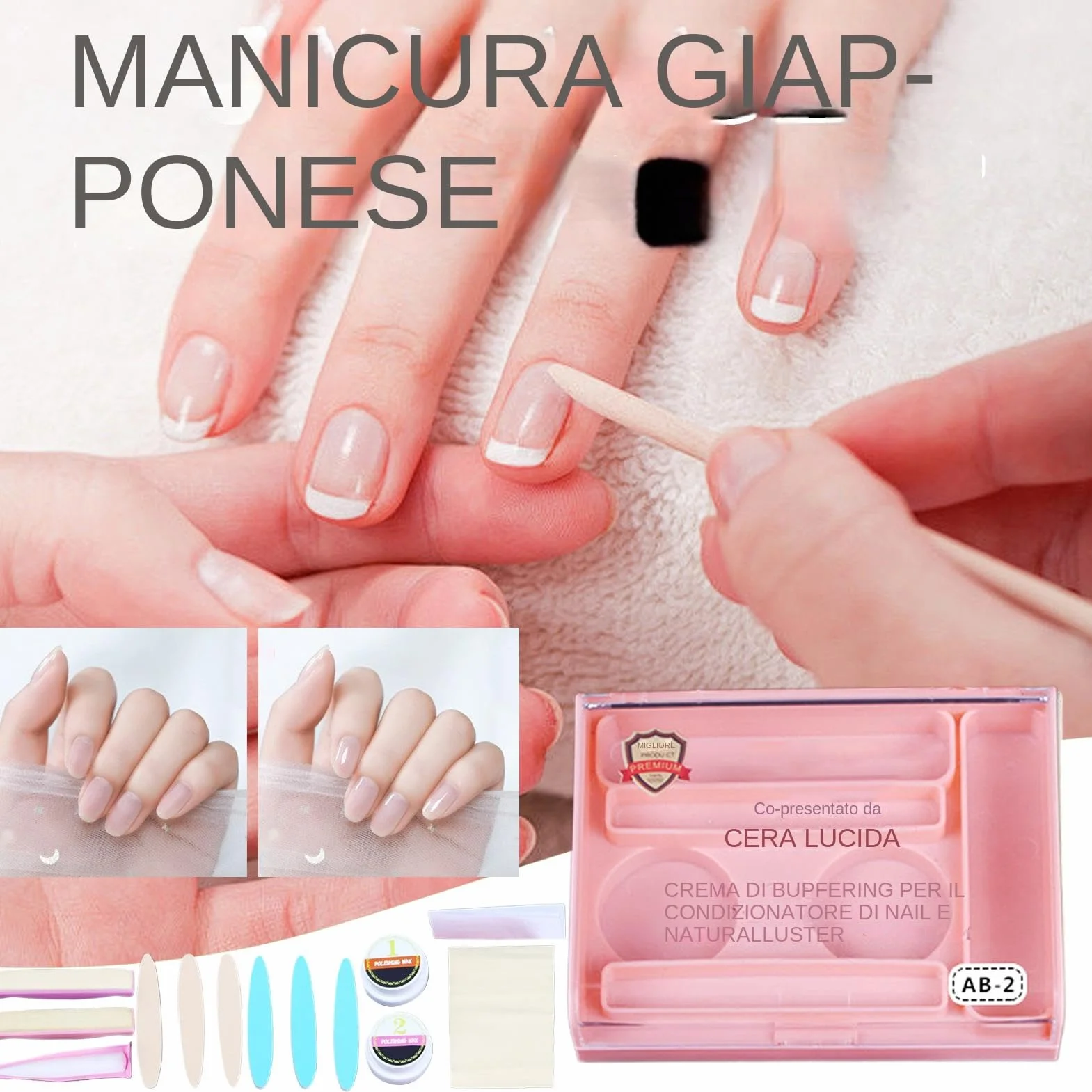 Kit Manicure Giapponese Rinforzante Per Unghie Danneggiate Strumenti Multiuso