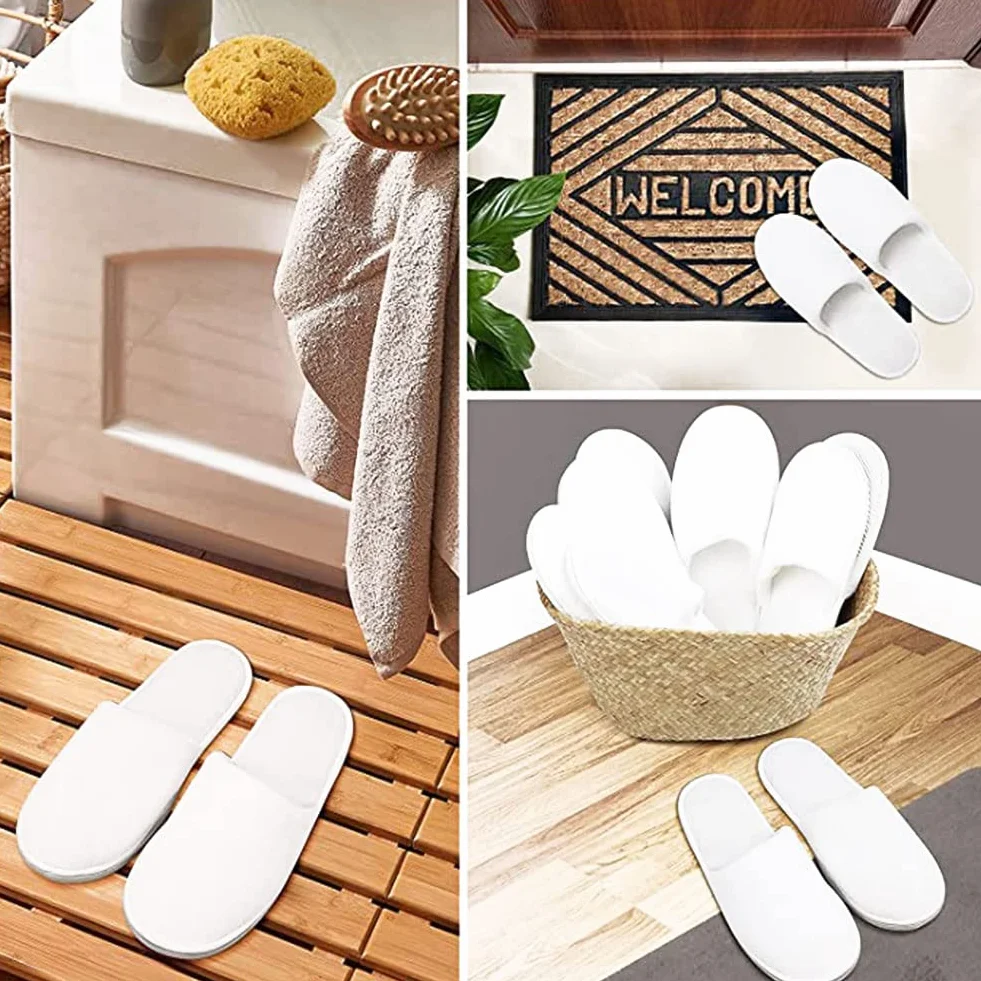 Kiuiom Pantofole Antiscivolo Riutilizzabili Lavabili 4 Paia Unisex Bianco