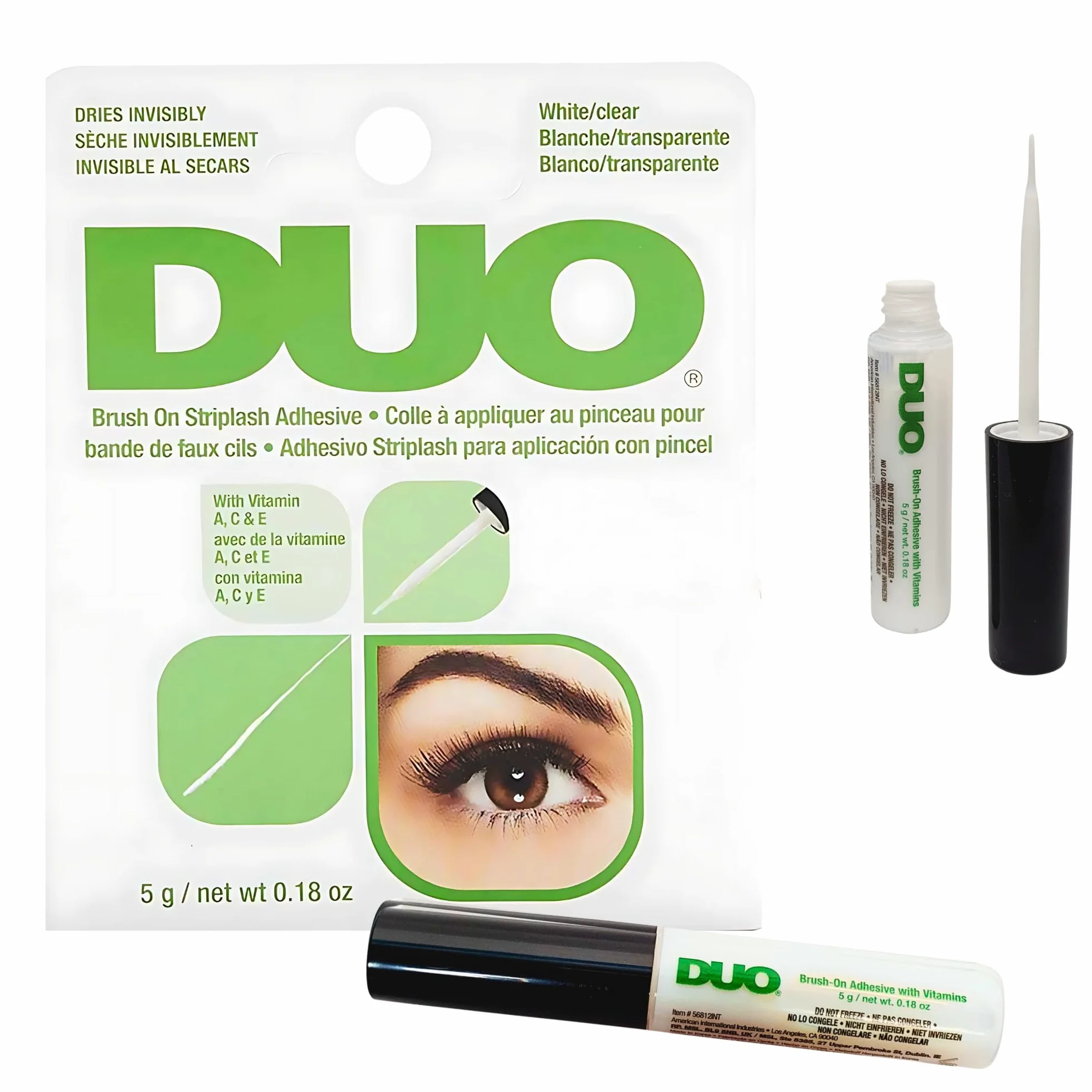 Colla DUO resistente all'acqua per ciglia e sopracciglia, vegana (1 Duo green)