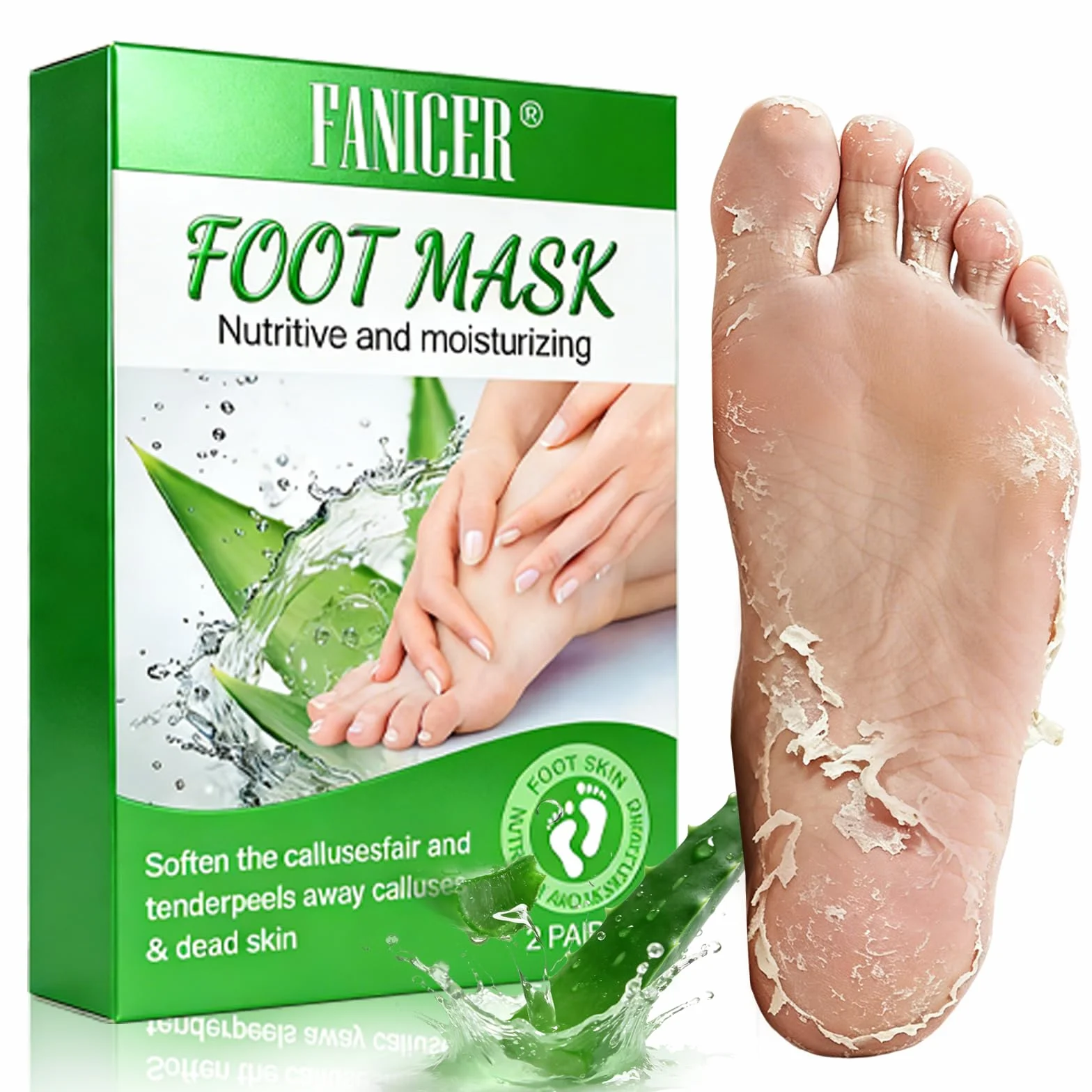 2 Paia Maschera Piedi Esfoliante, Maschera Peeling Piedi, Foot Peel Mask, Calzini Pedicure Peel Off, Rimozione Della Pelle Morta e Calli, Cura e Scrub Piedis, Effetto Idratante(Aloe Vera)