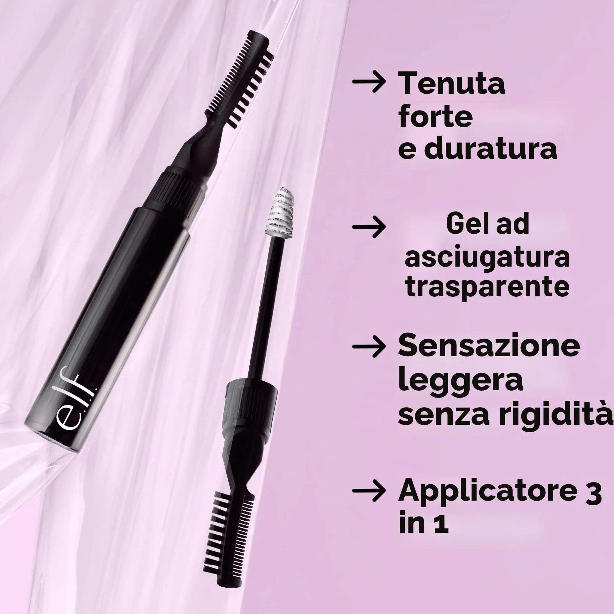 e.l.f. Brow Laminating Gel, gel per sopracciglia ad asciugatura invisibile, fissaggio forte resistente all’acqua, effetto laminato, vegano