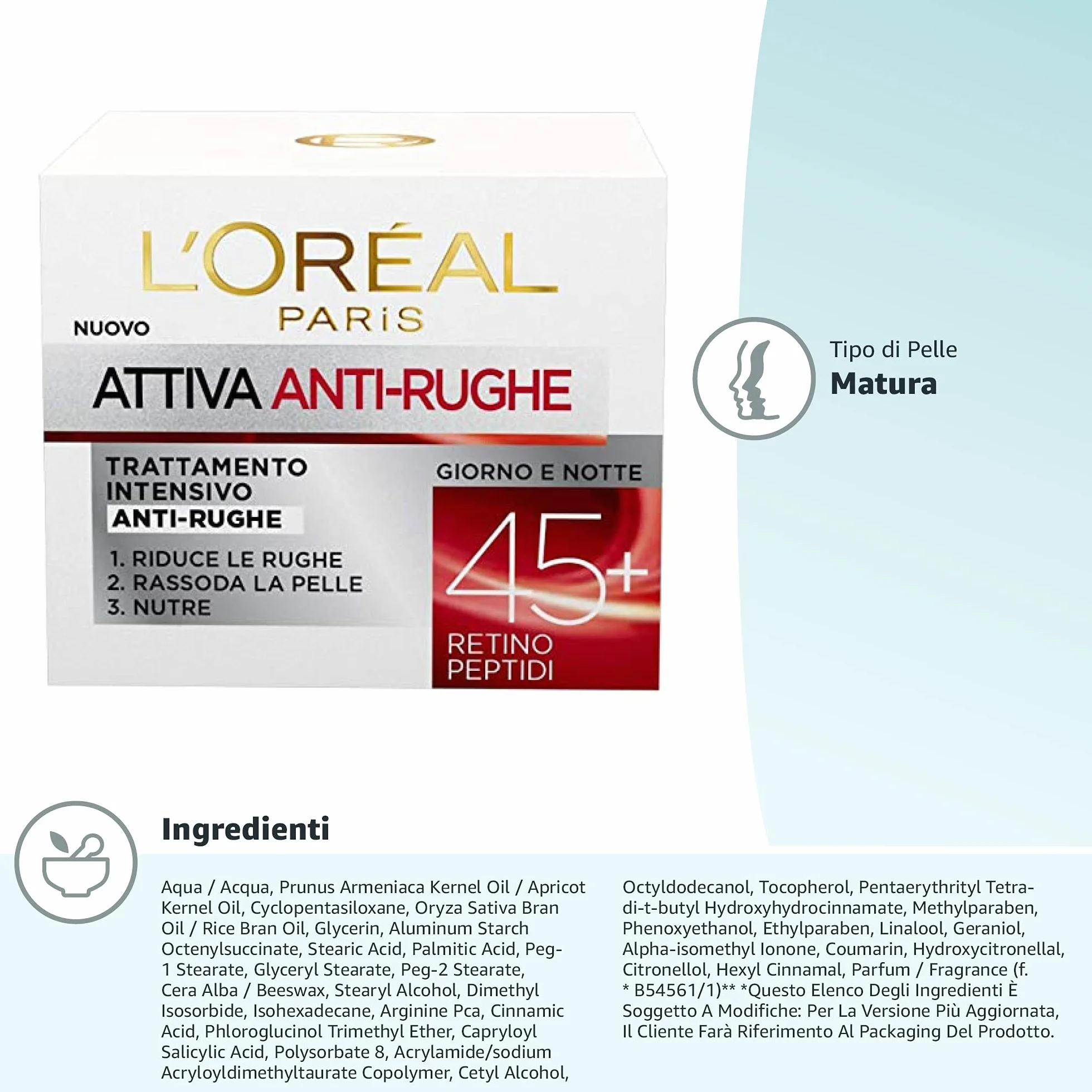 L'ORÉAL Crema Viso Donna Antirughe Intensiva Giorno, 50 ml, Confezione da 1